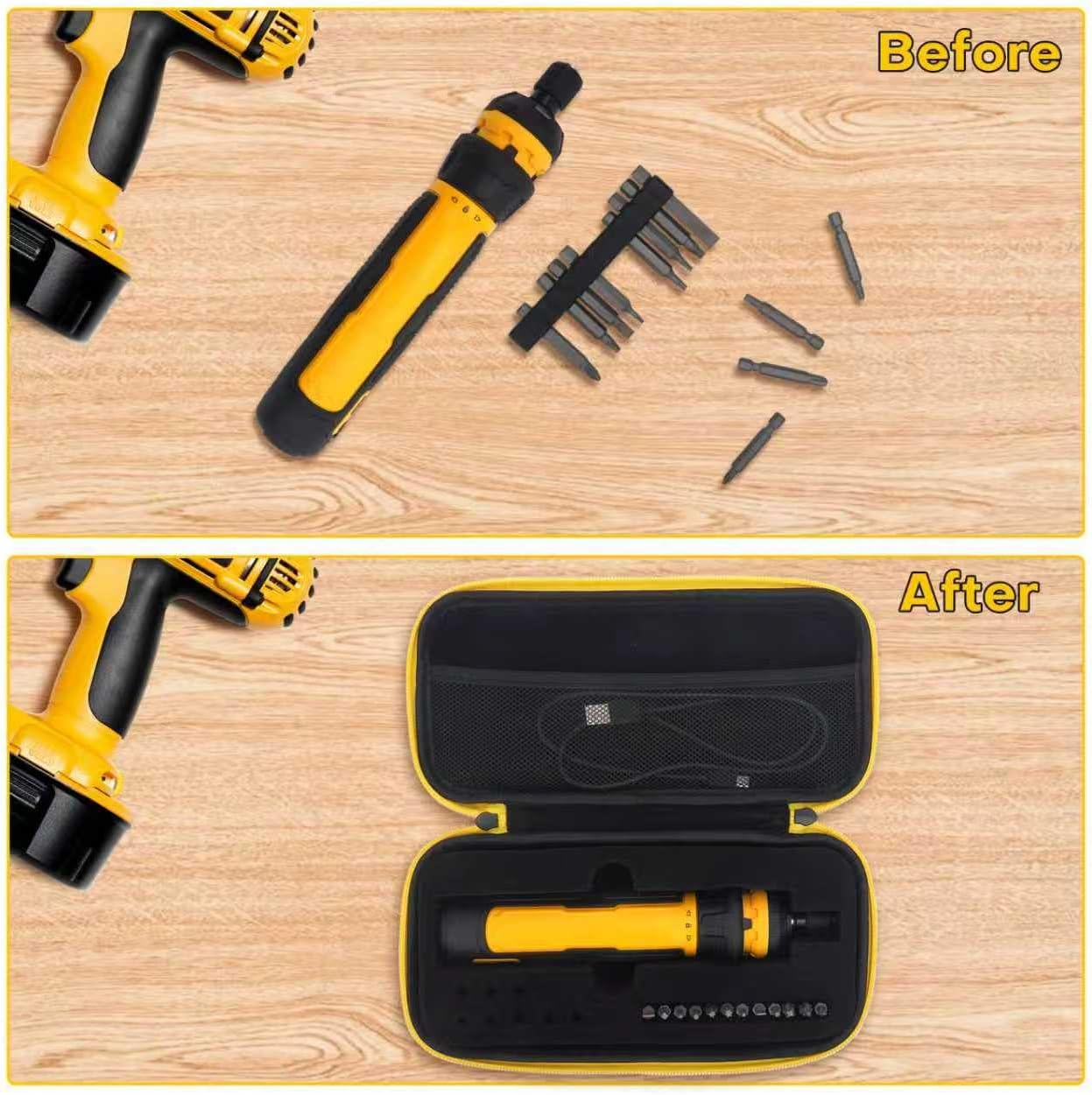 YouKnow Travel Case Compatible with DEWALT Cordless Screwdriver (DWHT66719) and Screwdriving Bits with Custom Foam (Only Case) (Black) - Image 3