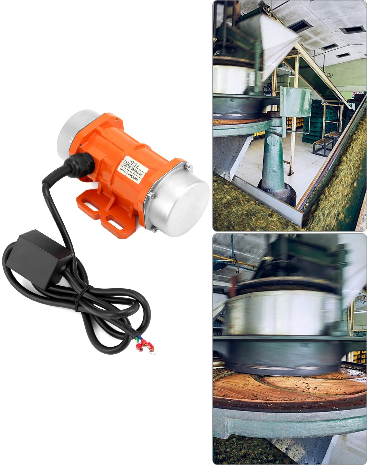 QWORK® Einzelphase Vibrationsmotor, 60W 220V, Kleiner Motorvibrator, 3000 U/Min