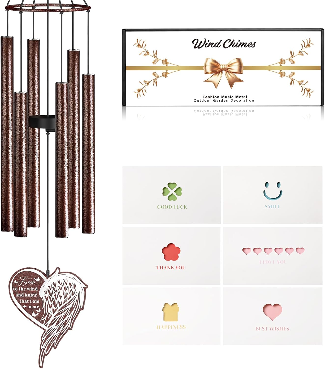 Indoor & Outdoor Memorial Wind Chime – Thoughtful Gift for Retirement, Friendship, Housewarming, Gratitude & Remembrance | 37.4” Adjustable Low-Tone Metal Tubes for Balconies, Gardens & Yards
