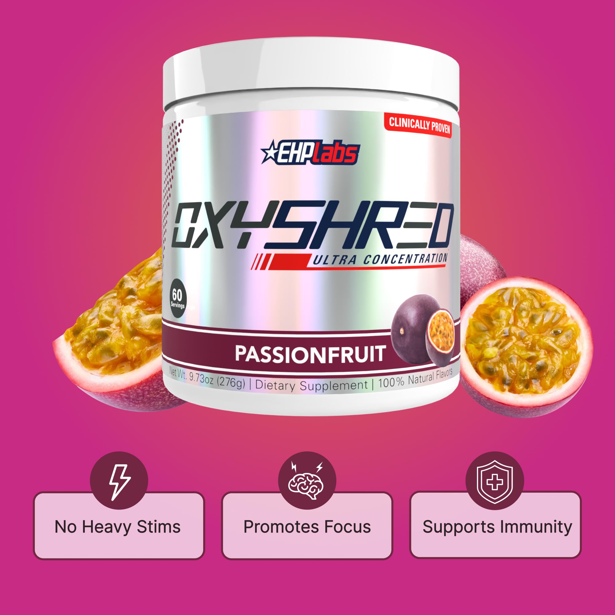 EHP Labs OxyShred Pre Workout Powder & Shredding Supplement - Preworkout Powder with L Glutamine & Acetyl L Carnitine, Energy Boost Drink - Passionfruit, 60 Servings — Amazon image 5