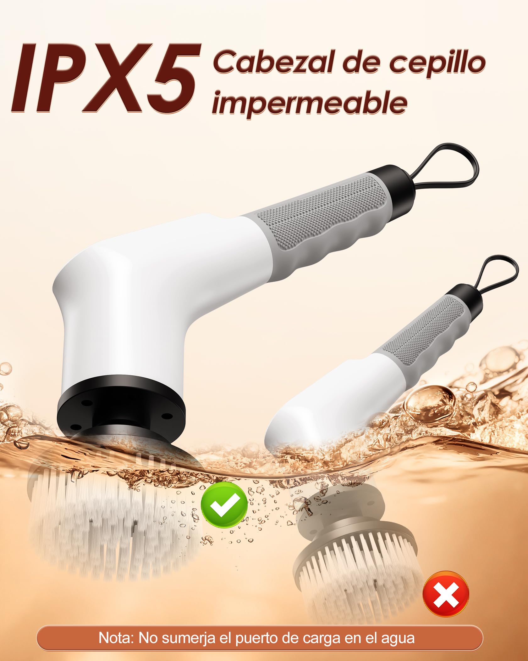 Cepillo Electrico Limpieza Hogar, Electric Cleaning Brush con 8 Cabezales Reemplazables, Electric Spin Scrubber con Mango Extensible, 2 Velocidades Ajustables, Para bañera, Lechada y Suelo de Baldosas