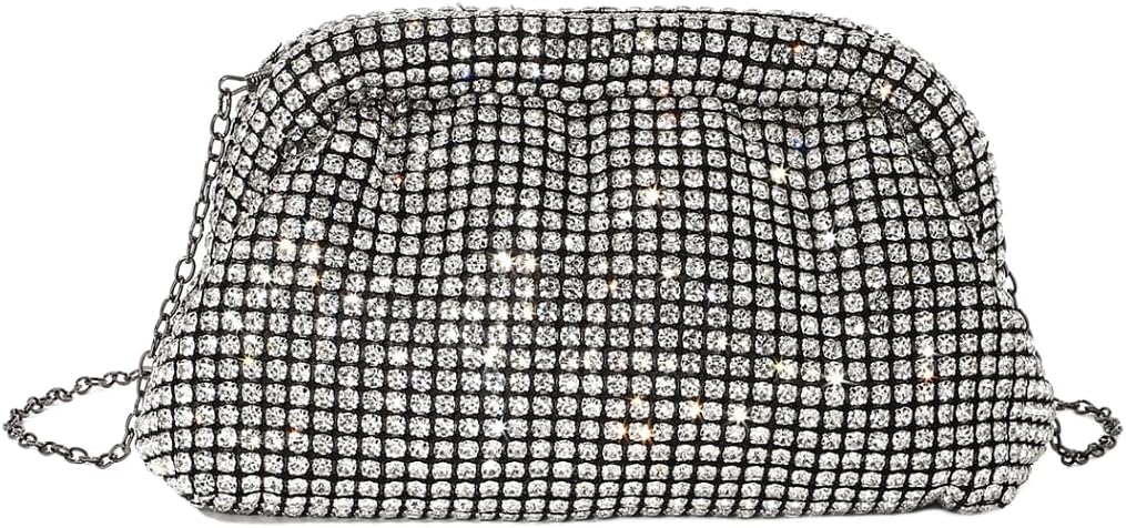 UMREN Rhinestones Clutch Purse for Women - Sparkly Rhinestones Pouch Evening Handbag Crystal Clutch Diamond Crossbody Bag