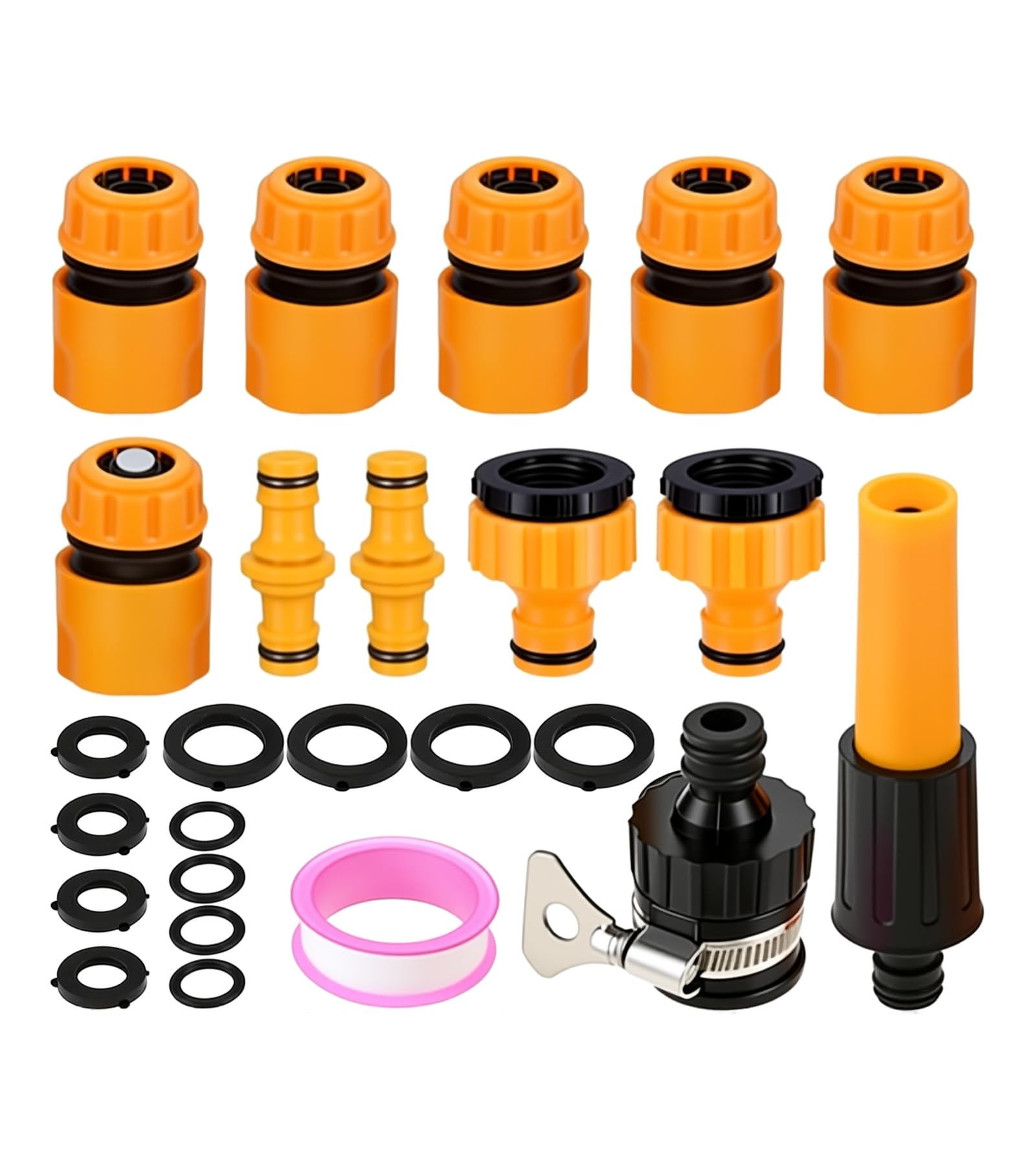 DRELD Garden Hose Connectors - 13Pcs Quick Hose Adapters with Spray Nozzle