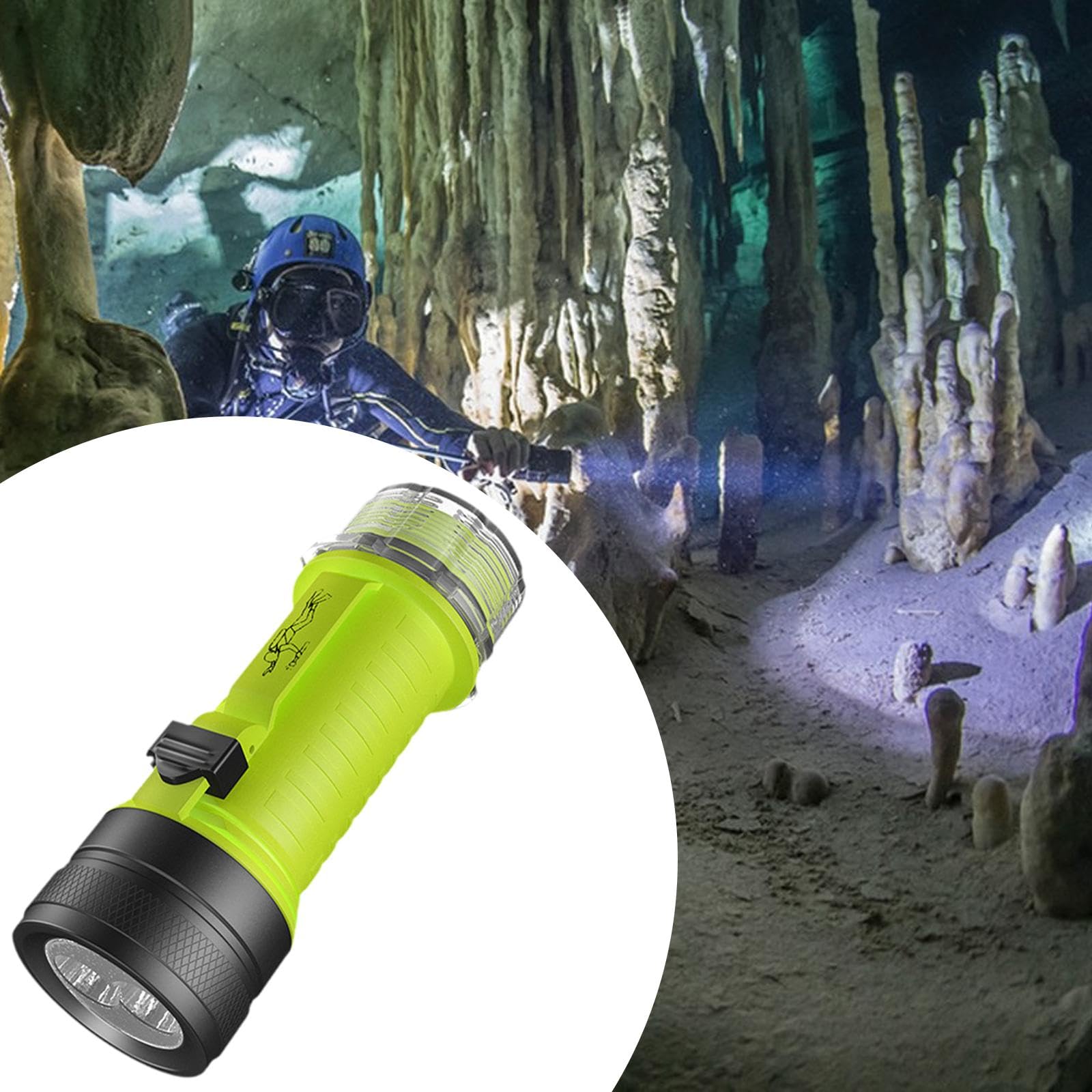 rockible Lampe de Poche de plongée sous-Marine, 2 Modes d'éclairage, Torche Lumineuse pour Sports sous-Marins et Camping