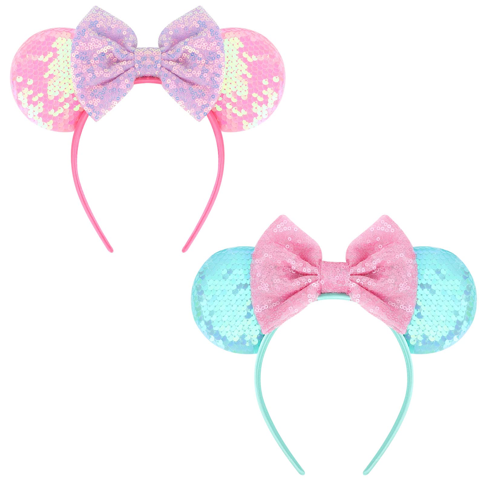 DRESHOW Mouse Ears Bow Headbands Glitter Party Decoration Cosplay Costume for Women