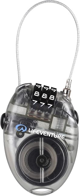Lifeventure Mini Cable Lock Luggage Lock with 70cm Retractable Steel Cable Shackle Mini 3 Digit Code Combination Lock For Suitcases, Bike, Ski, Snowboard, Pushchair and Stroller