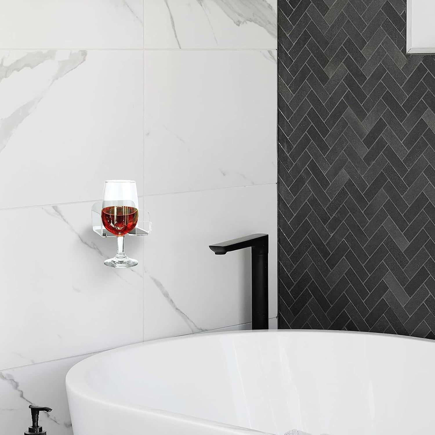 Wine Glass Holder Cup Holder Beer Holder Bath and Shower Bathtub Drink Holder, Self-Adhesive Wine Glass Holder, Acrylic Wall-Mounted Cup Holder for Wine, Beer, Coffee and Drinks (1 Clear)