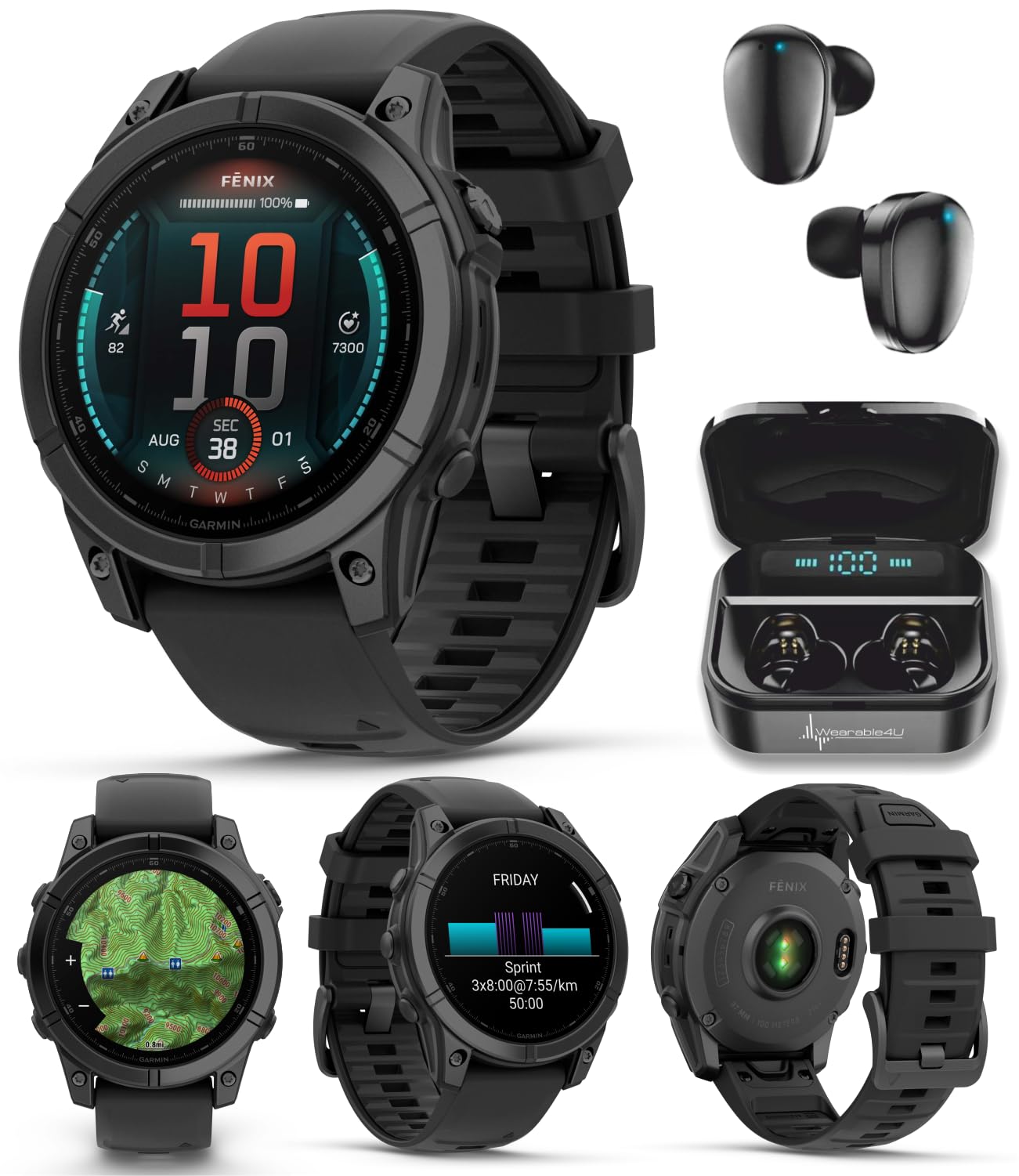 Garmin Fenix E 47 mm AMOLED Premium Multisport GPS Smartwatch Long-Lasting Battery Life Slate Gray Steel with Black