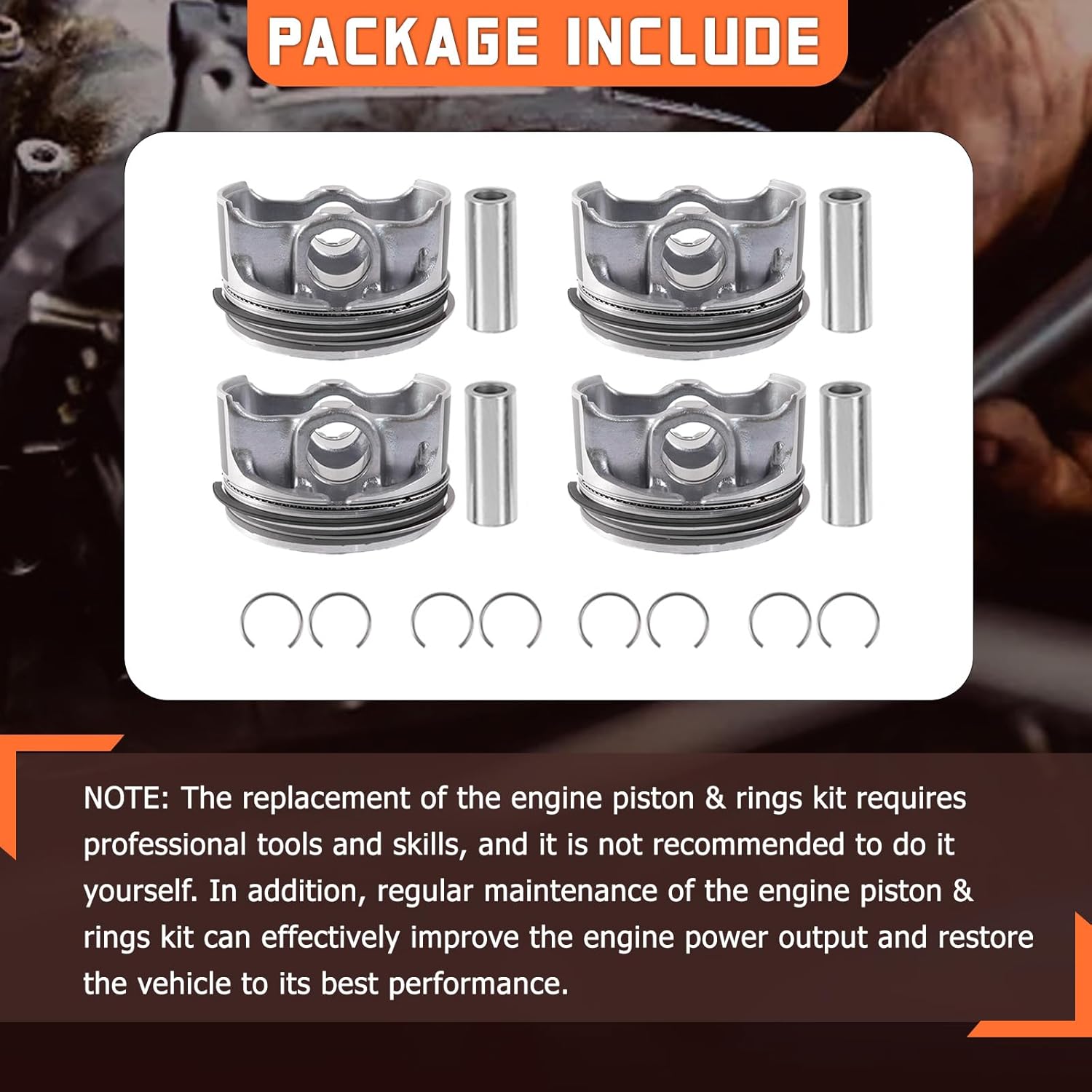 230412E341 4pcs Engine Pistons Ring Sets Fit for HYUNDAI SONATA HYBRID 2.0 G4NG 2016-2019 Replace for 230412E351 230412E361