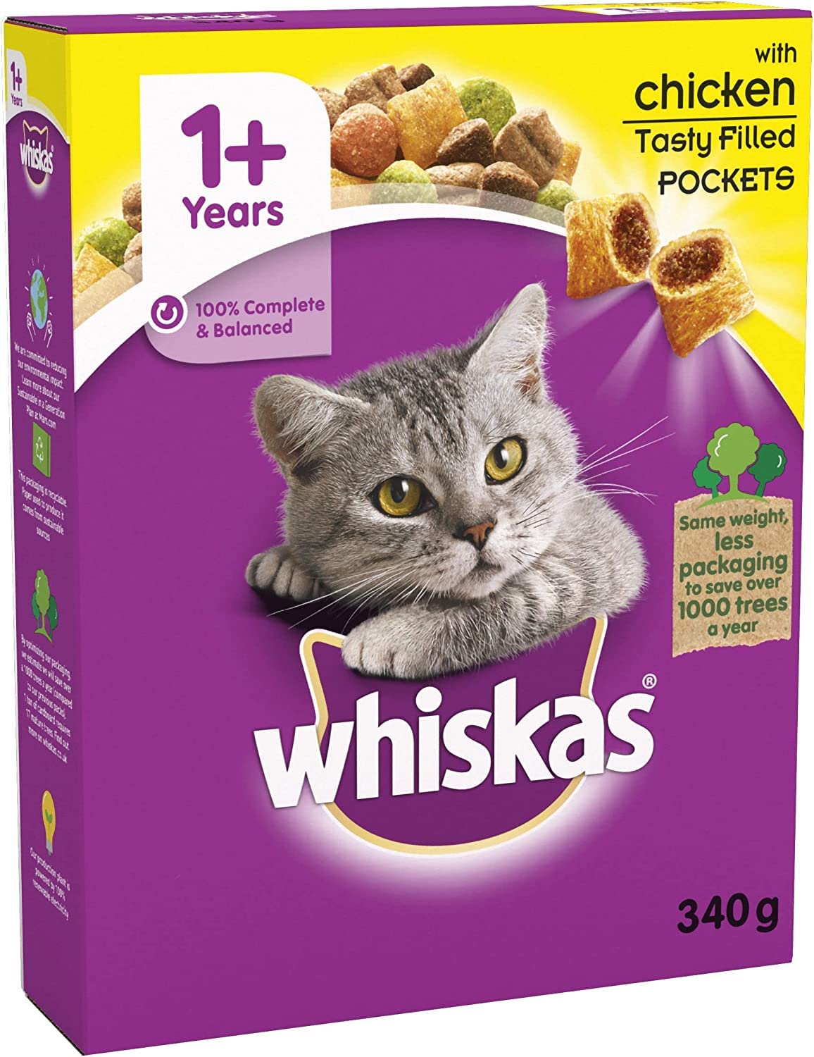 Whiskas 1+ - Dry Cat Food - for Adult Cats - with Chicken - 6 x 340 g — image 1