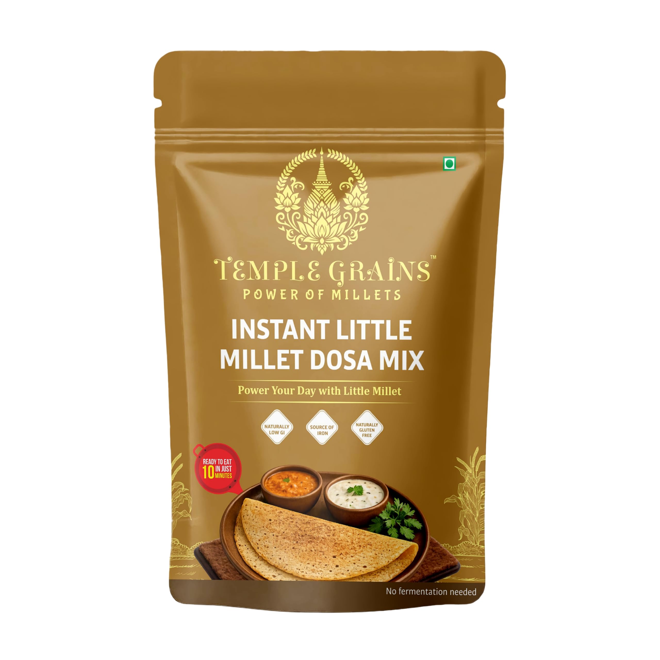 Temple Grains Instant Little Millet Dosa Mix | Naturally Low GI | High Fibre | Gluten Free | Cholesterol-Free | Rich in Iron & Magnesium | Diabetic & Lifestyle Friendly | Instant Mix | Ready in 15 Minutes | Crispy, Golden Dosas | No Fermentation Needed | 300g-image-42