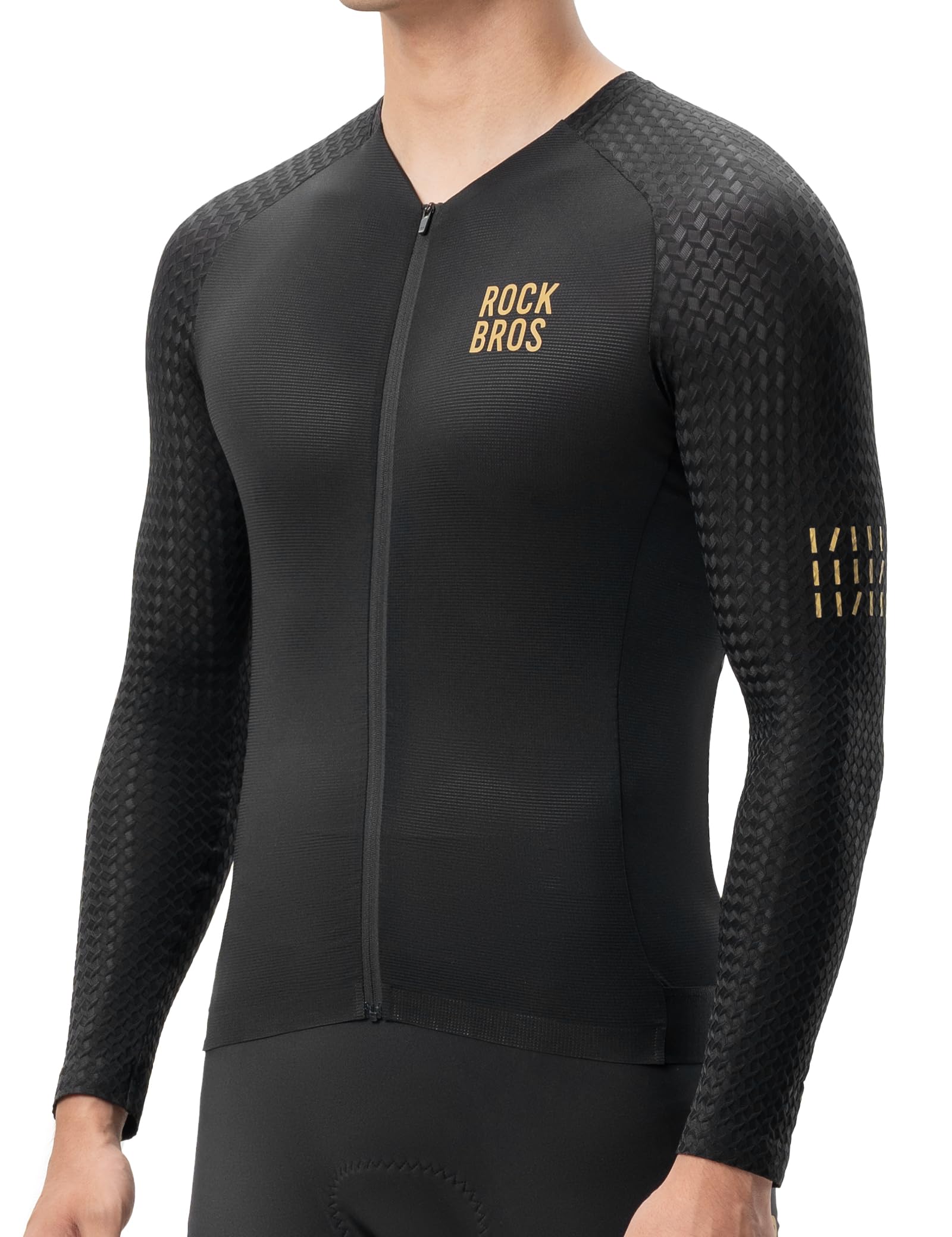 ROCKBROS Fahrradtrikot Langarm Herren, Atmungsaktiv Schnell Trocknend Fahrradbekleidung Mit 3 Rückentaschen und Reflektierenden Details, Leichtes Radtrikot für Rennrad und MTB