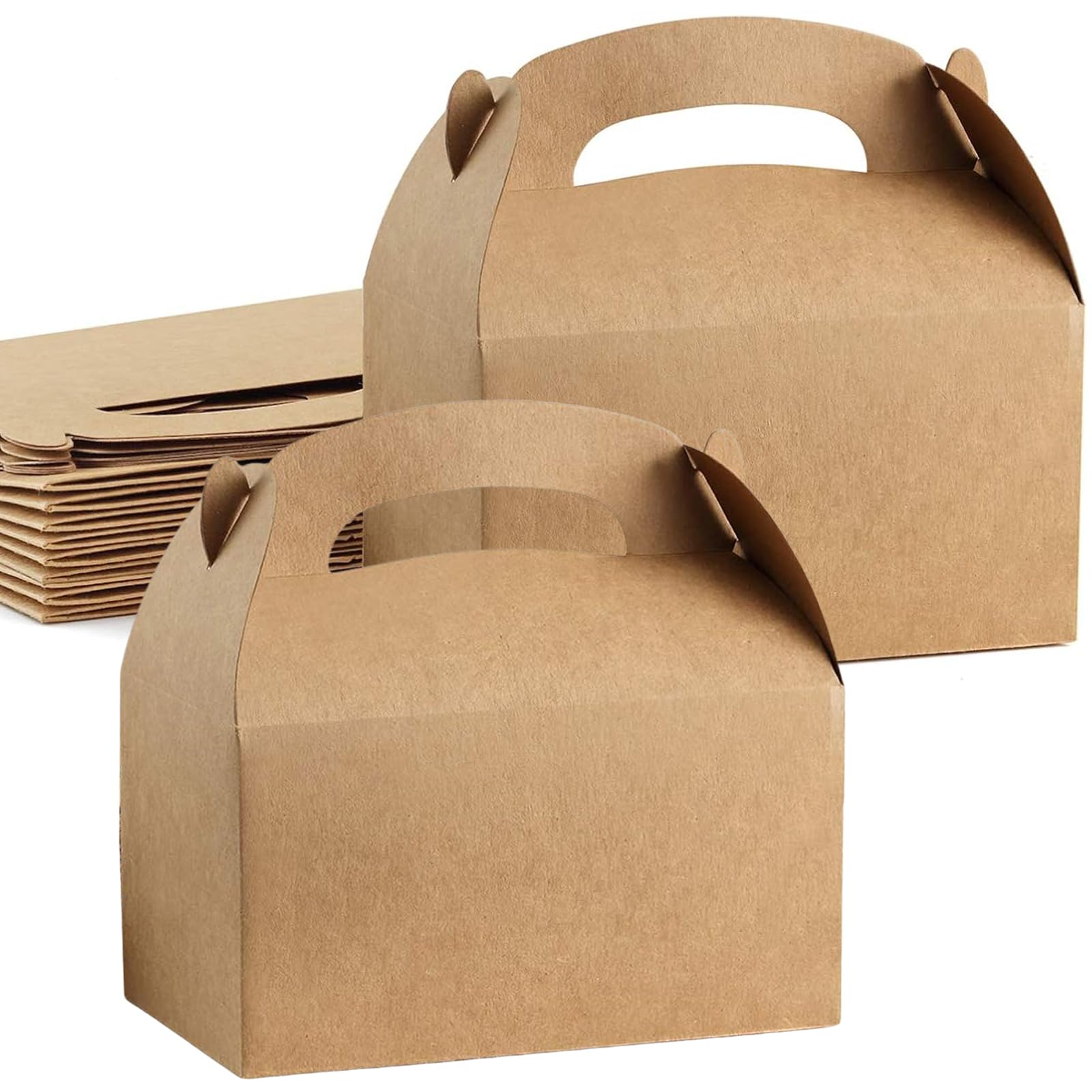 RONGZUBAT 30Pcs Cardboard Lunch Takeaway Party Meal Boxes for Kids Party Food,Brown Birthday Wedding Carry Meal Food Cake Party Box Childrens Loot Bags for Party Treat Favour Gift Boxes Picnics