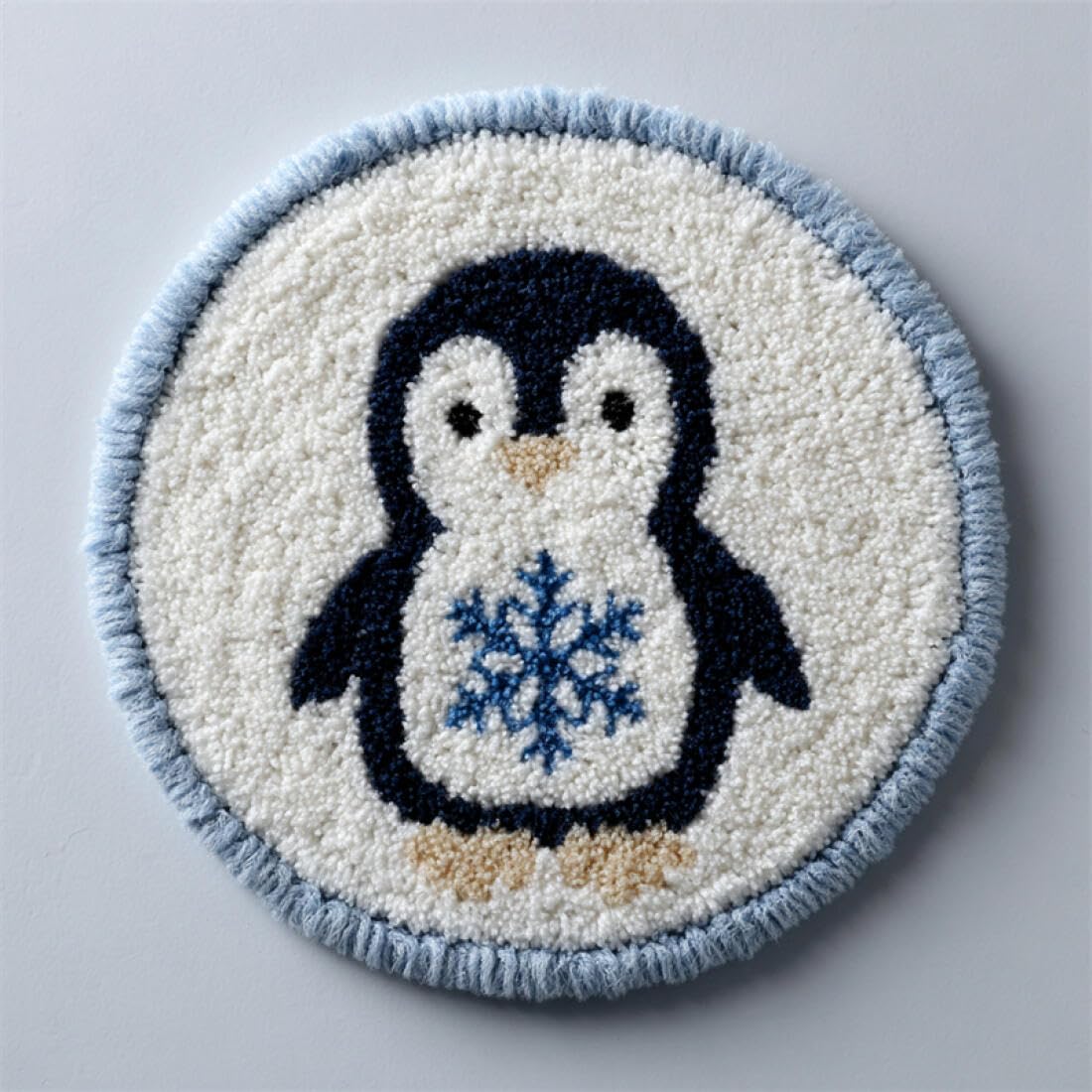 Rqwybcaxn H Diy Rug Latc Hook Kits For Adults Animal Needlework Kit Cartoon Penguin 50X50cm Round Tapestry Wit Crochet Ook Living Room Craft Gift