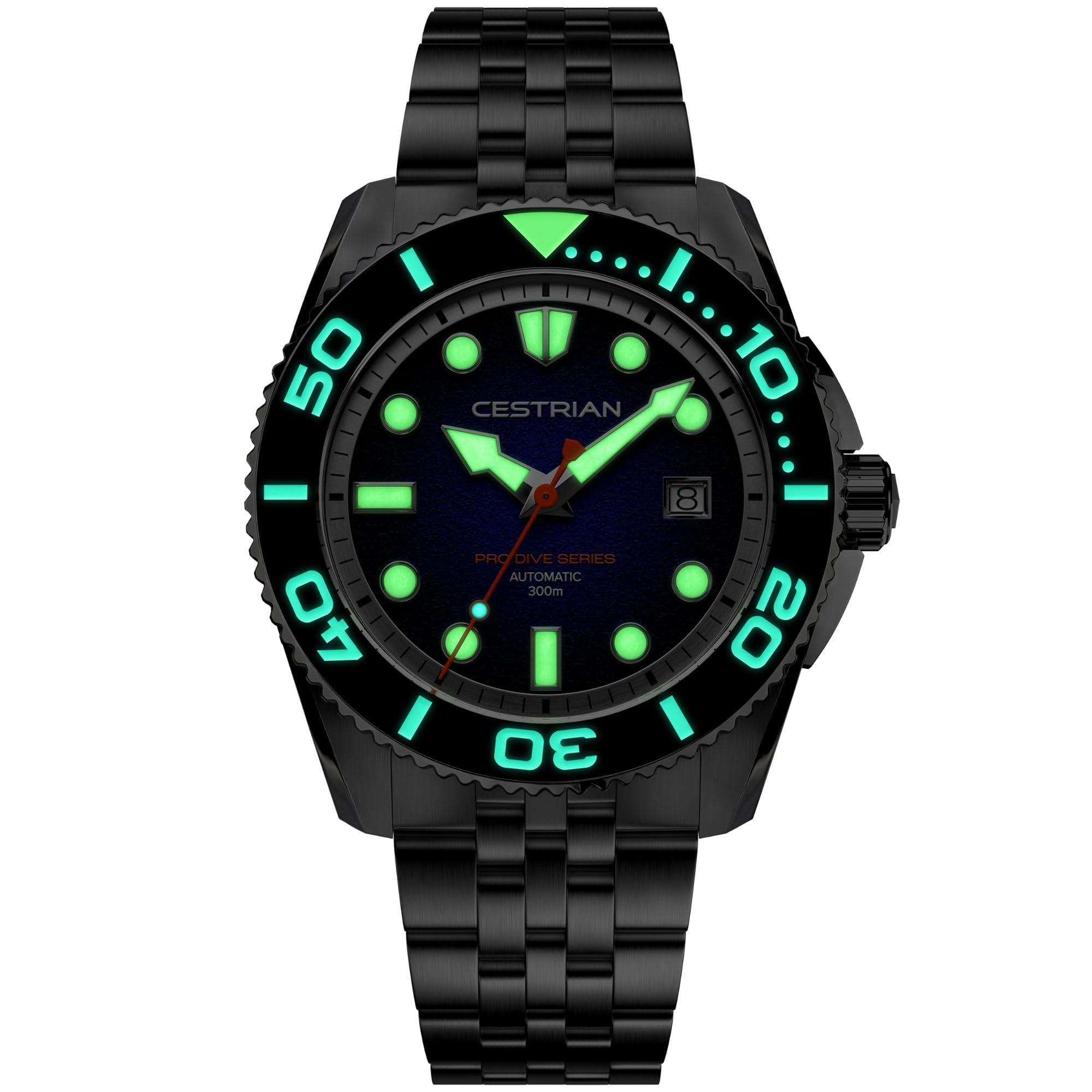 Cestrian Pro Dive - Reloj automático para Hombre de 42 mm, Caja y Pulsera de Acero Inoxidable 316L, Resistente al Agua hasta 300 m