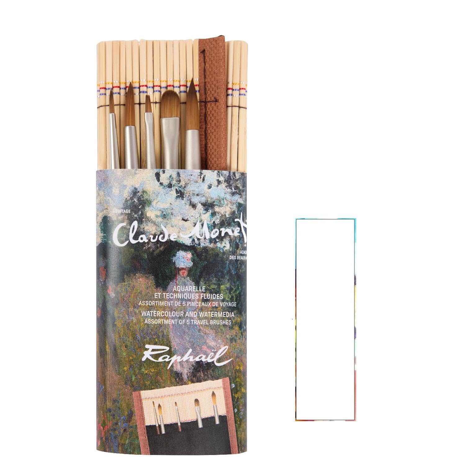 Set de mini-pinceaux Claude Monet avec pincelier bambou pour peindre en plein air