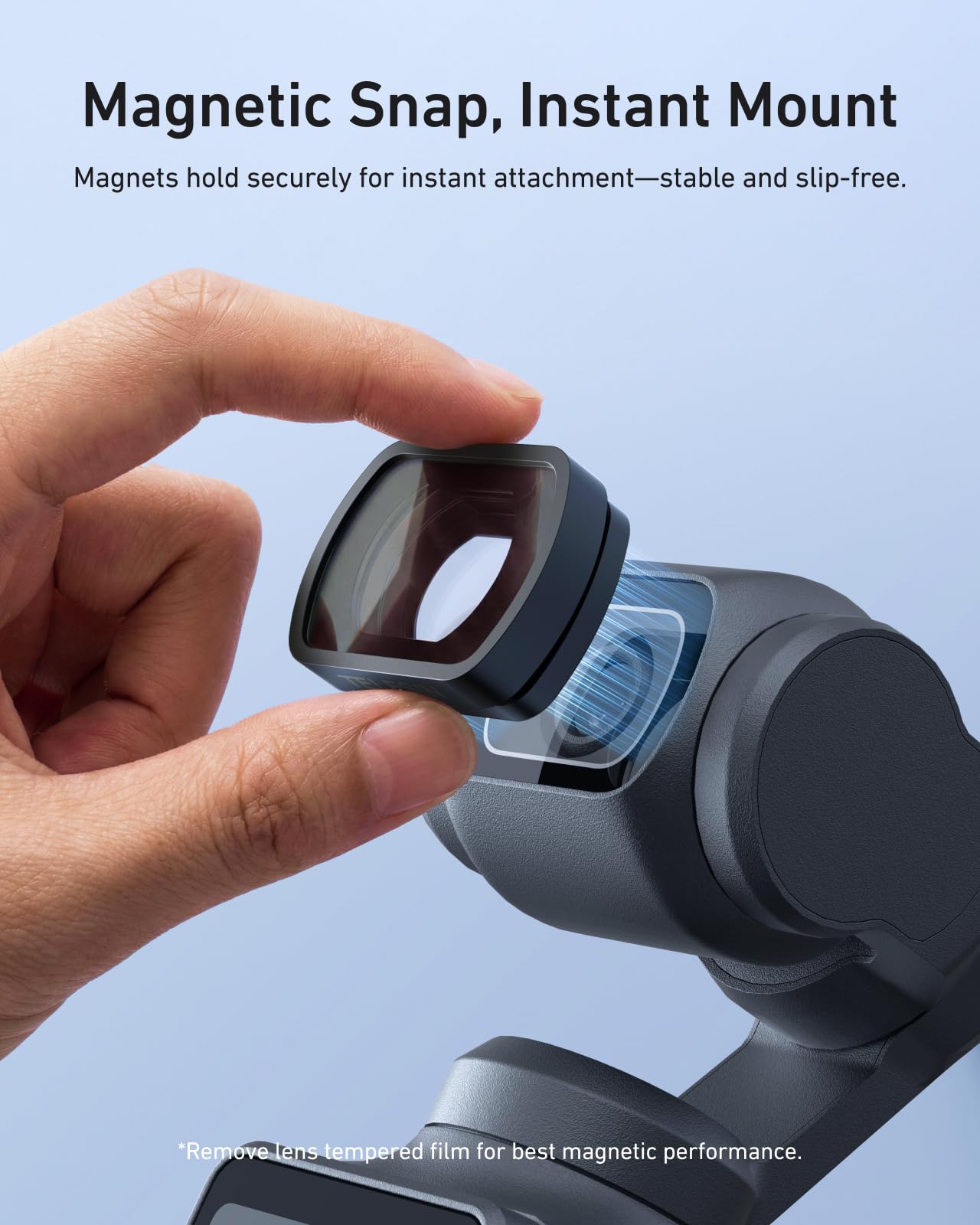 TELESIN 112° Weitwinkelobjektiv für DJI Osmo Pocket 4/3, magnetisches mehrfachvergütetes Glasobjektiv, 0,72x erweitertes Sichtfeld für Vlogging & Reisefotografie, Osmo Pocket 4/3 Zubehör