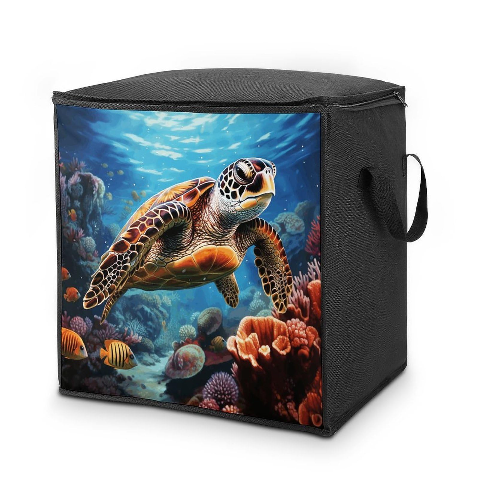 70L Sea Turtles Diamond Painting Storage Bag With Zipper Closet Organizers with Handle for Home Storage Organizer for Blankets Quilts Clothes Comforter Bedding And Pillows
