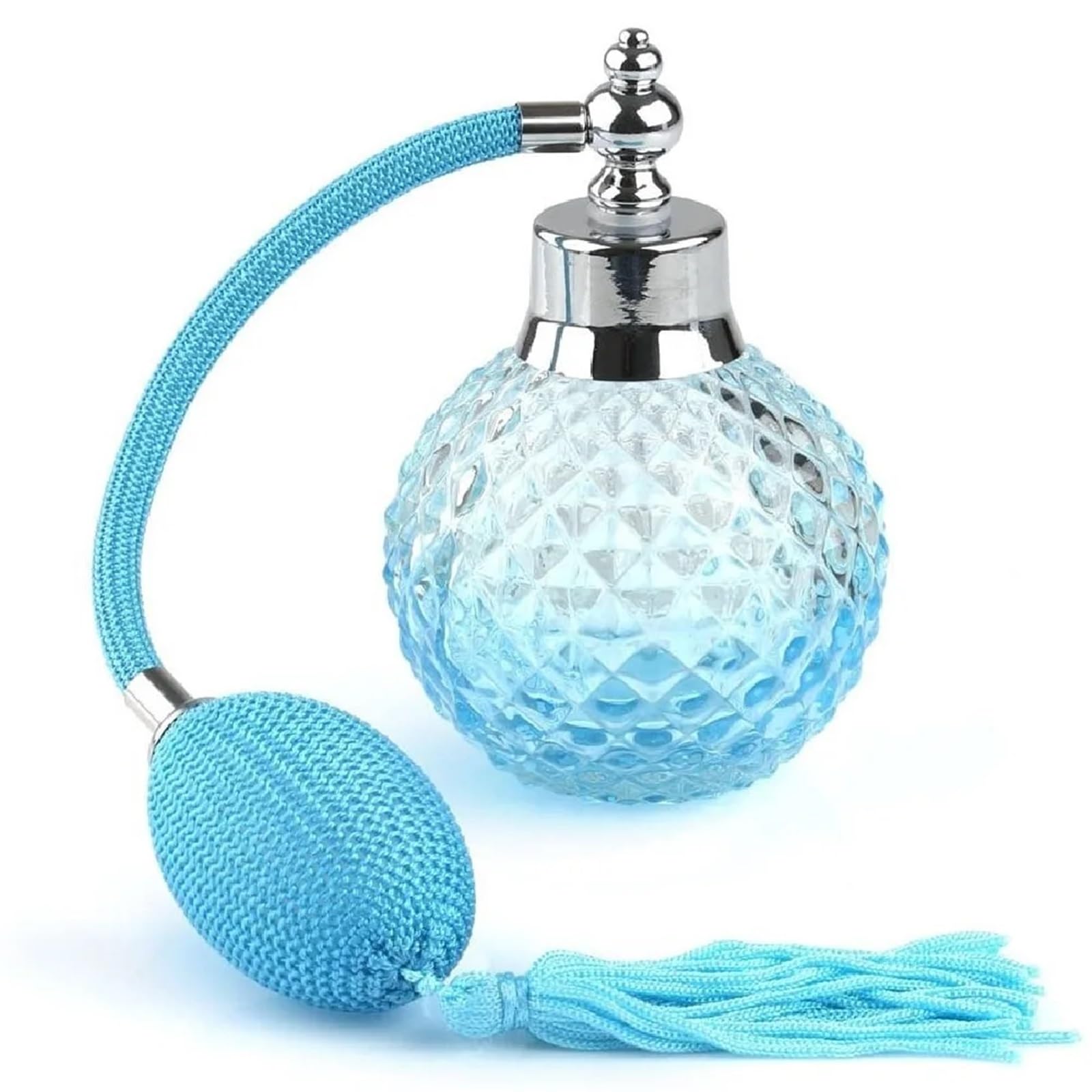 2 pz 100 ml Bottiglia di Profumo Cristallo Vintage Vuota Lunga Nappa Spray Atomizzatore Tappo Vetro Riutilizzabile 24mm for Le Donne regalo blu Per Viaggi E Vacanze