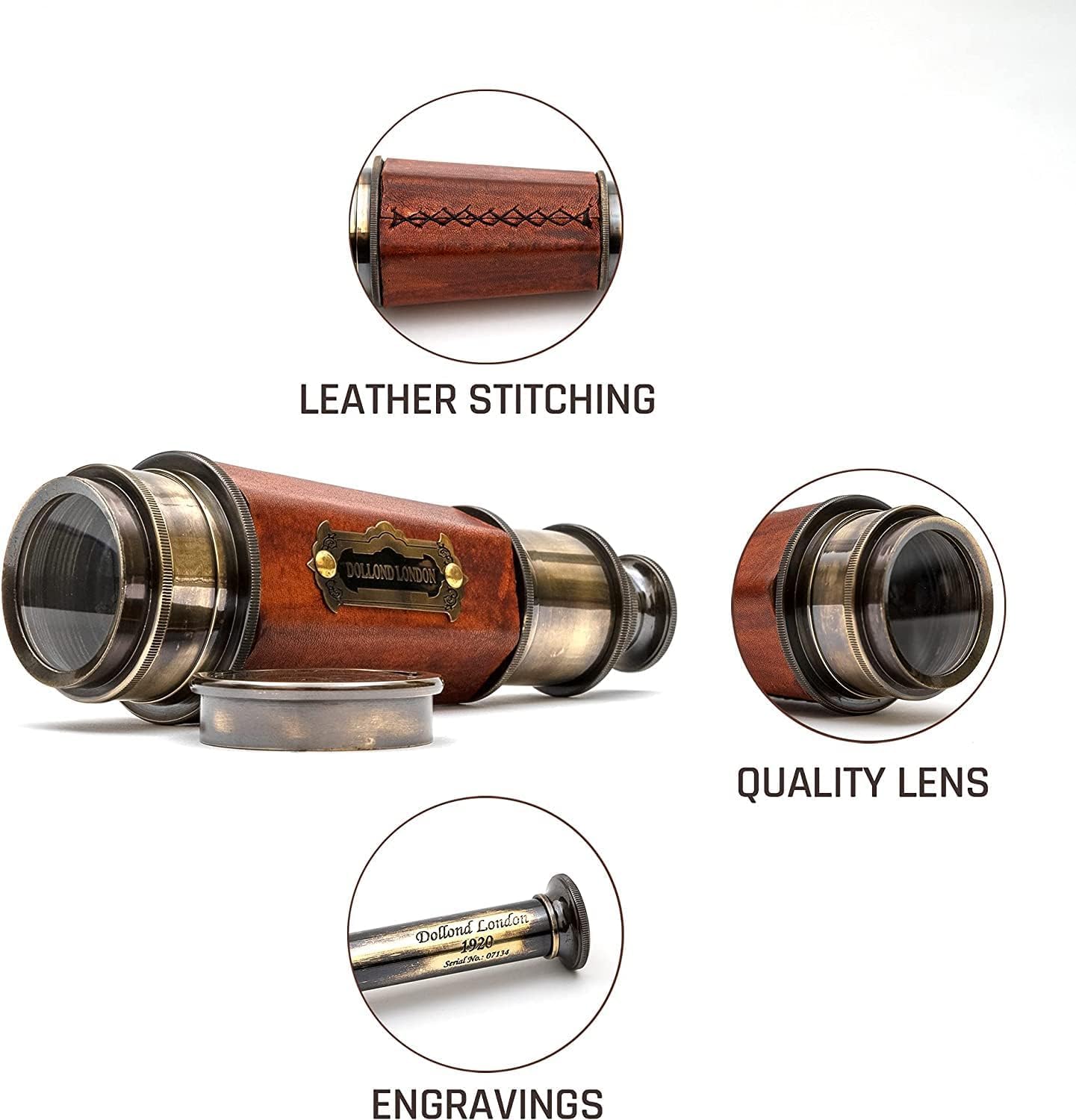 Vintage Ship 20 Inches Hexagonal Taper Brass Telescope Powerful 20x Clear Vision Lens for Marine Sailor - Easy to Use, Trekking