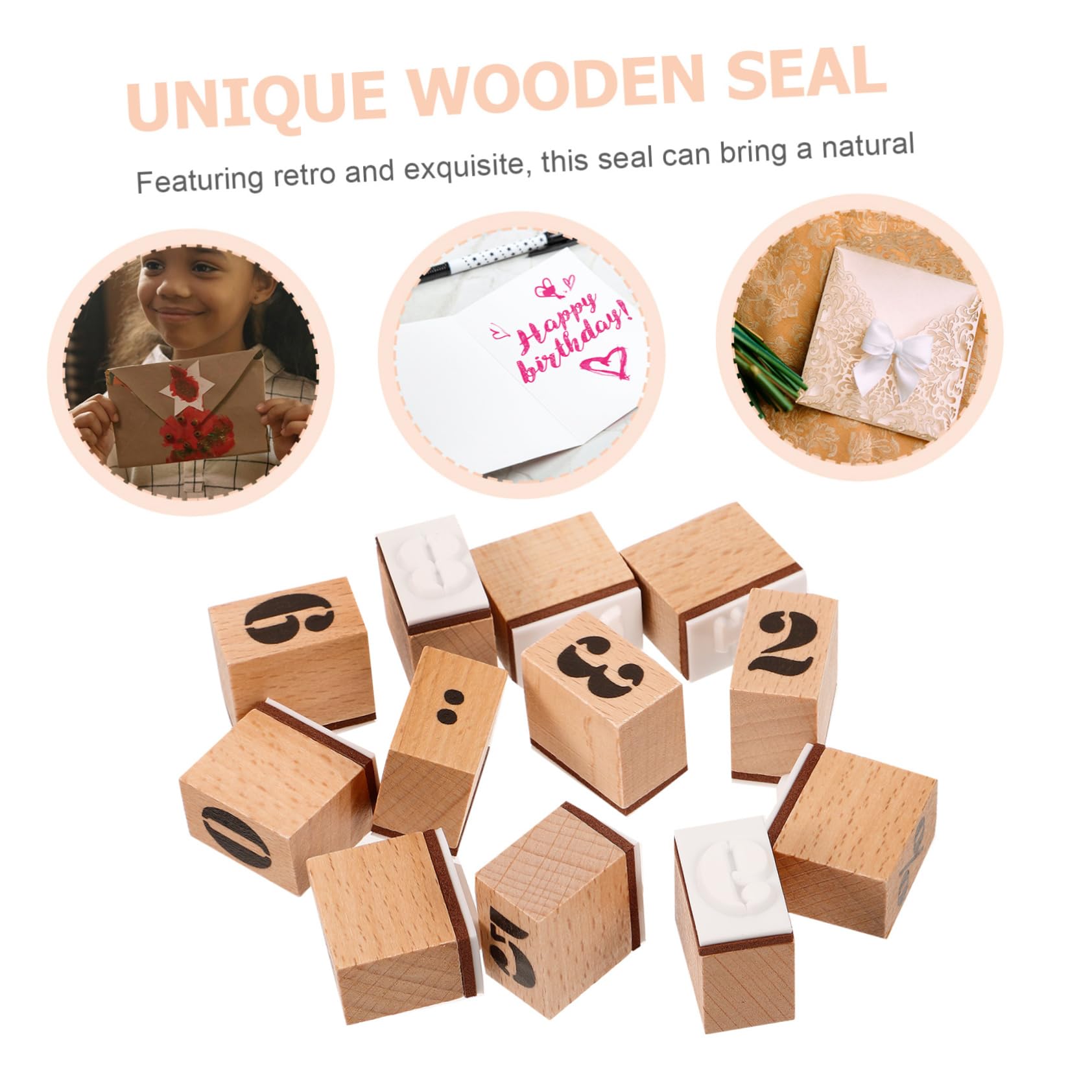 VILLCASE 5 Sätze Hölzernes Siegel Retro-holzstempel Bastelstempel Handgefertigte Holzstempel Stempel Für Das Handwerk Diy-stempel Aus Holz Handwerk Stempel Scrapbook-versorgung Diy Zubehör