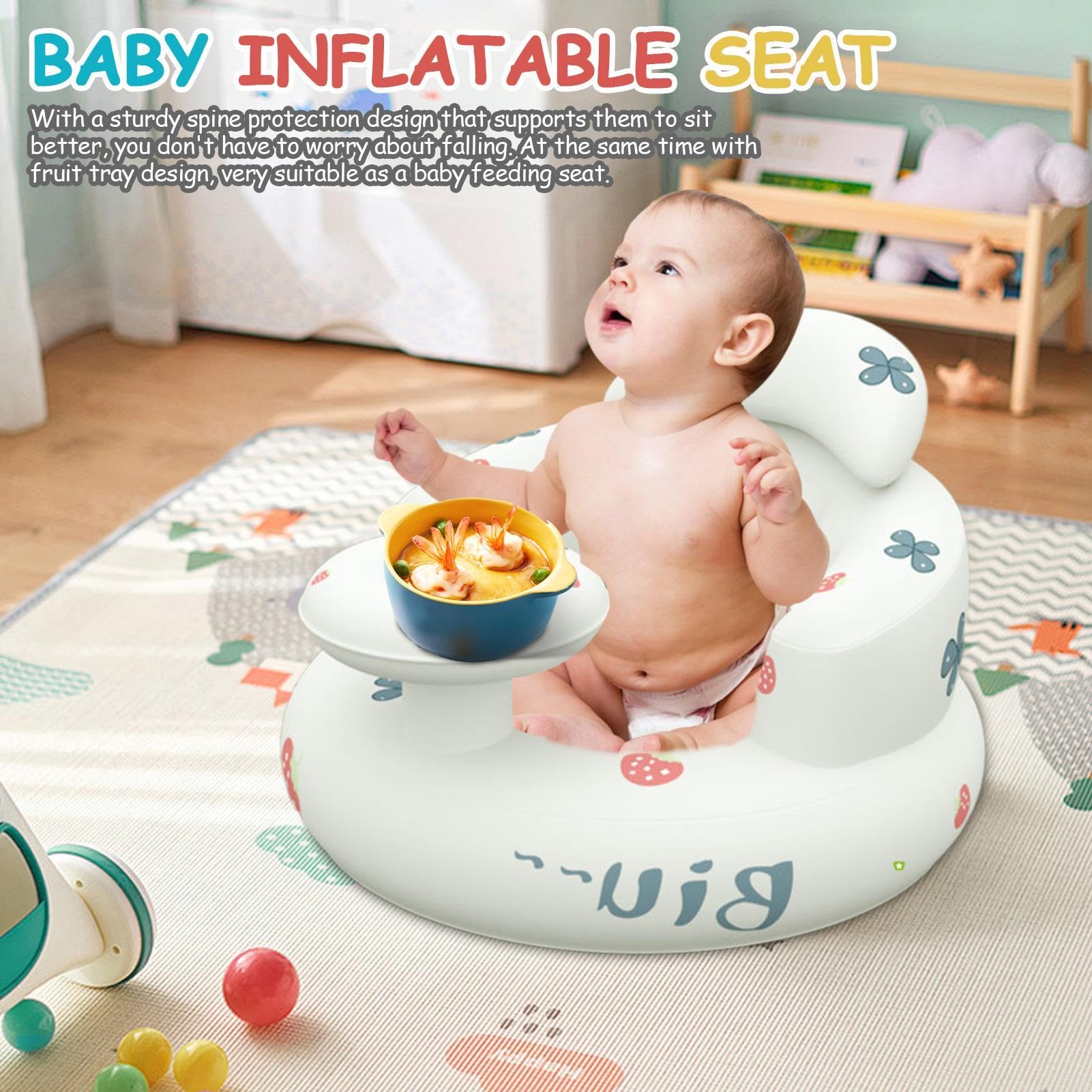 Siège gonflable pour bébé, chaise gonflable pour bébé - Chaise bébé d'été | Siège gonflable pour bébés de 3 à 36 mois, pompe à air intégrée, canapé de soutien dorsal pour bébé, siège de