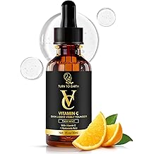 Vitamin C Facial Serum with Vitamin E, Hyaluronic Acid, and Aloe Vera, for Skin Brightening, Dark Spot Reducing, Evening Skin Tone Formula in a 1 fl oz Glass Bottle
