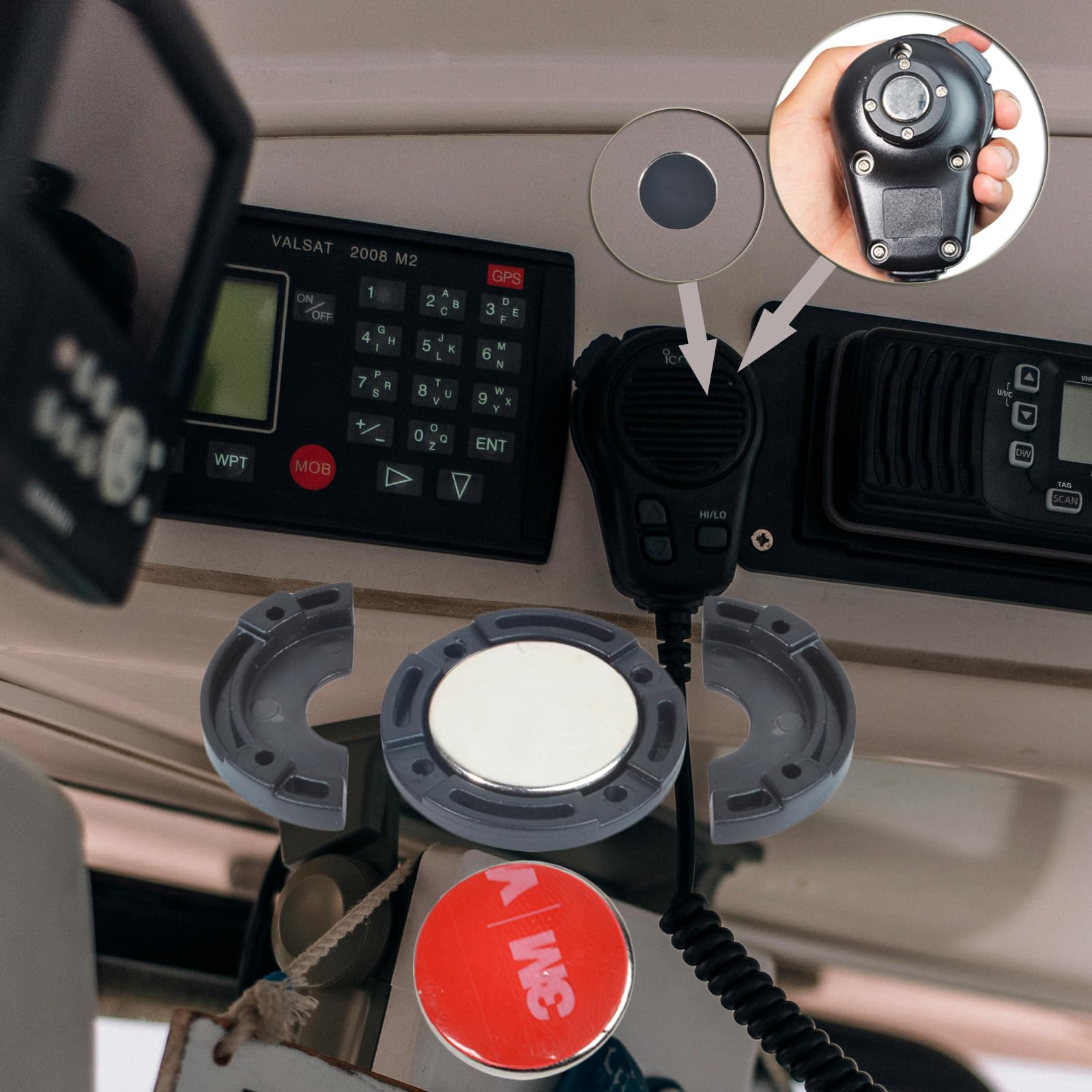 HYS Support magnétique pour Micro et Haut-Parleur de Radio Mobile Compatible pour CB/VHF/UHF Microphone pour émetteur-récepteur Radio à Deux Voies, 2 Paquets (Noir-1)