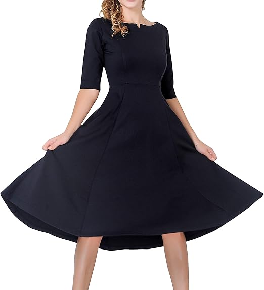 Marycrafts Women's Fit Flare Tea Midi Dress for Office