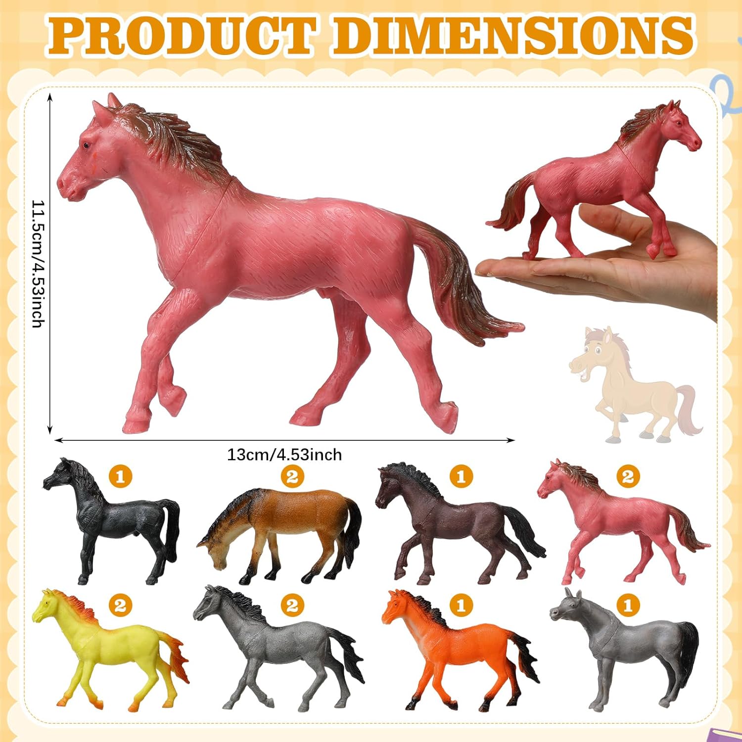 Thyle 30 Pcs DIY Wooden Horse Stable Play Set 12 Plastic Realistic Horse Figure Wall and Sill Stables Fencing Figurine Pretend Play Wooden Barn Gift Toy for Kids Farm World Birthday Party Decoration