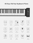 AIVANONE 88 Key Roll Up clavier de piano sans fil APP | Conception pliable, batterie rechargeable, disposition de clavier de taille complète, rangement et transport faciles, idéal pour les débutants