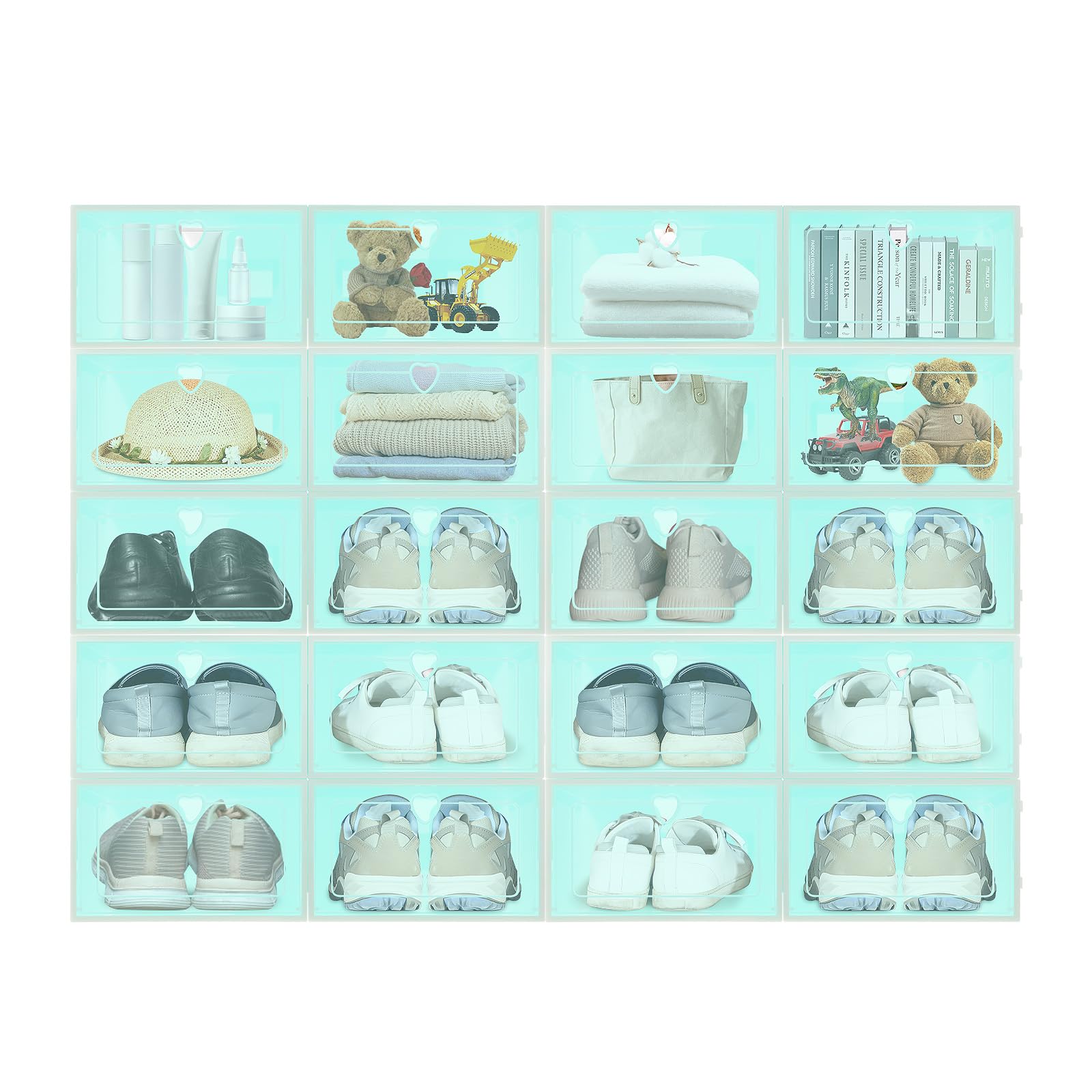 jondanecy 20Pcs Shoe Rack Plastic Box Organizer Stackable Shoe Rack Cabinet Shoe Storage Organizer Cabinet Portable Shoe Shelves Door Shoe Organizer for Closet Hallway Bedroom Entryway