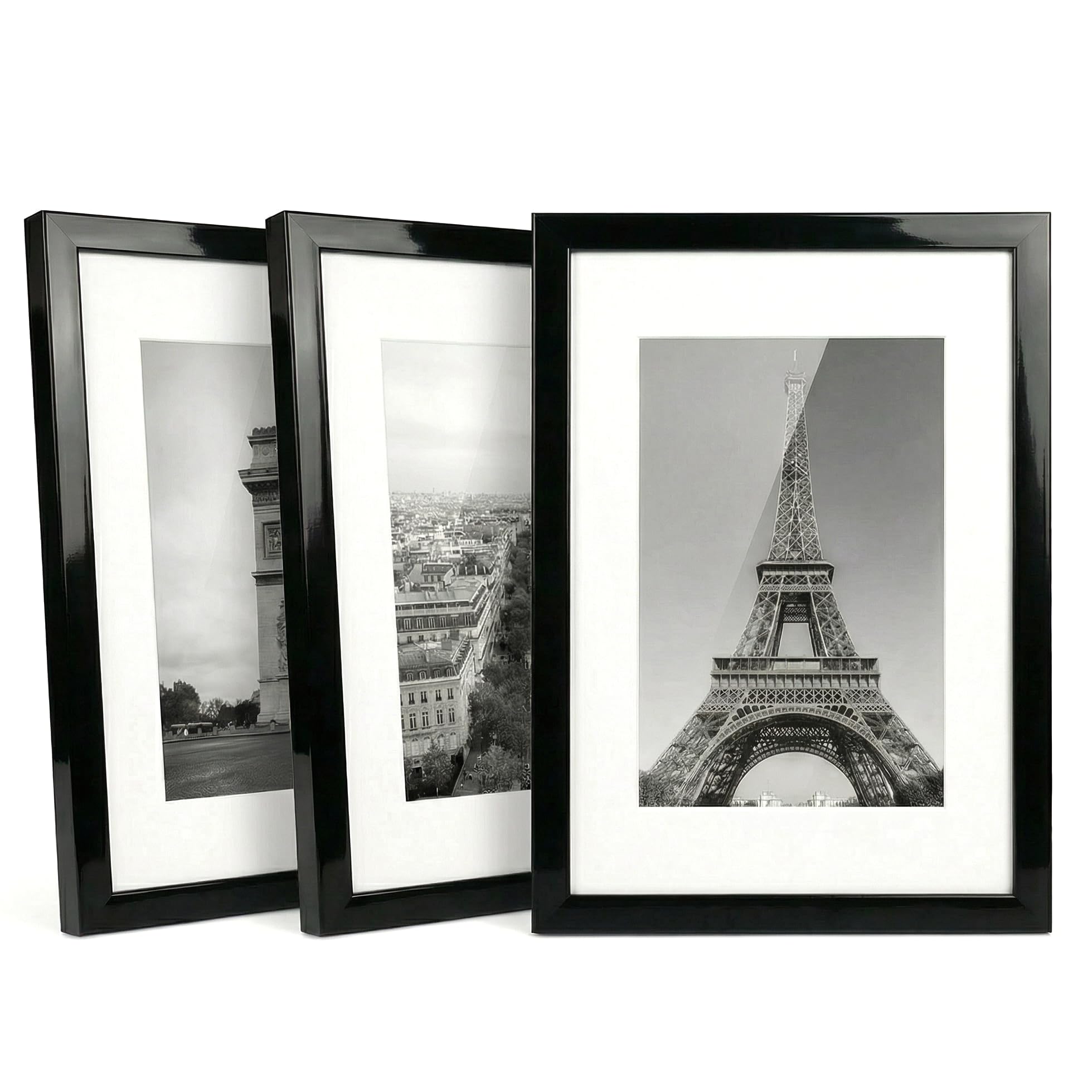 Barpre 3 Pack A4 Picture Frames Black, Fits A4 Certificate or A5 Photo with Mount, Shatterproof Plexiglass, Freestanding Tabletop & Wall Hanging Frame Set for Degrees, Documents and Kids Art