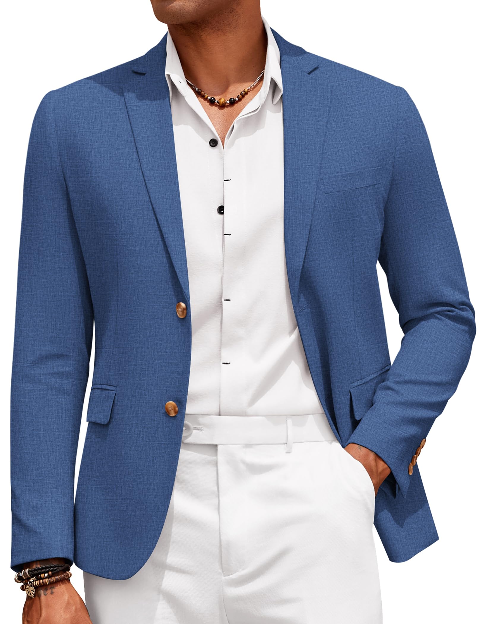 COOFANDY Mens Casual Cotton Linen Blazer Lightweight Linen Sport Coat Two Button Suit Jacket
