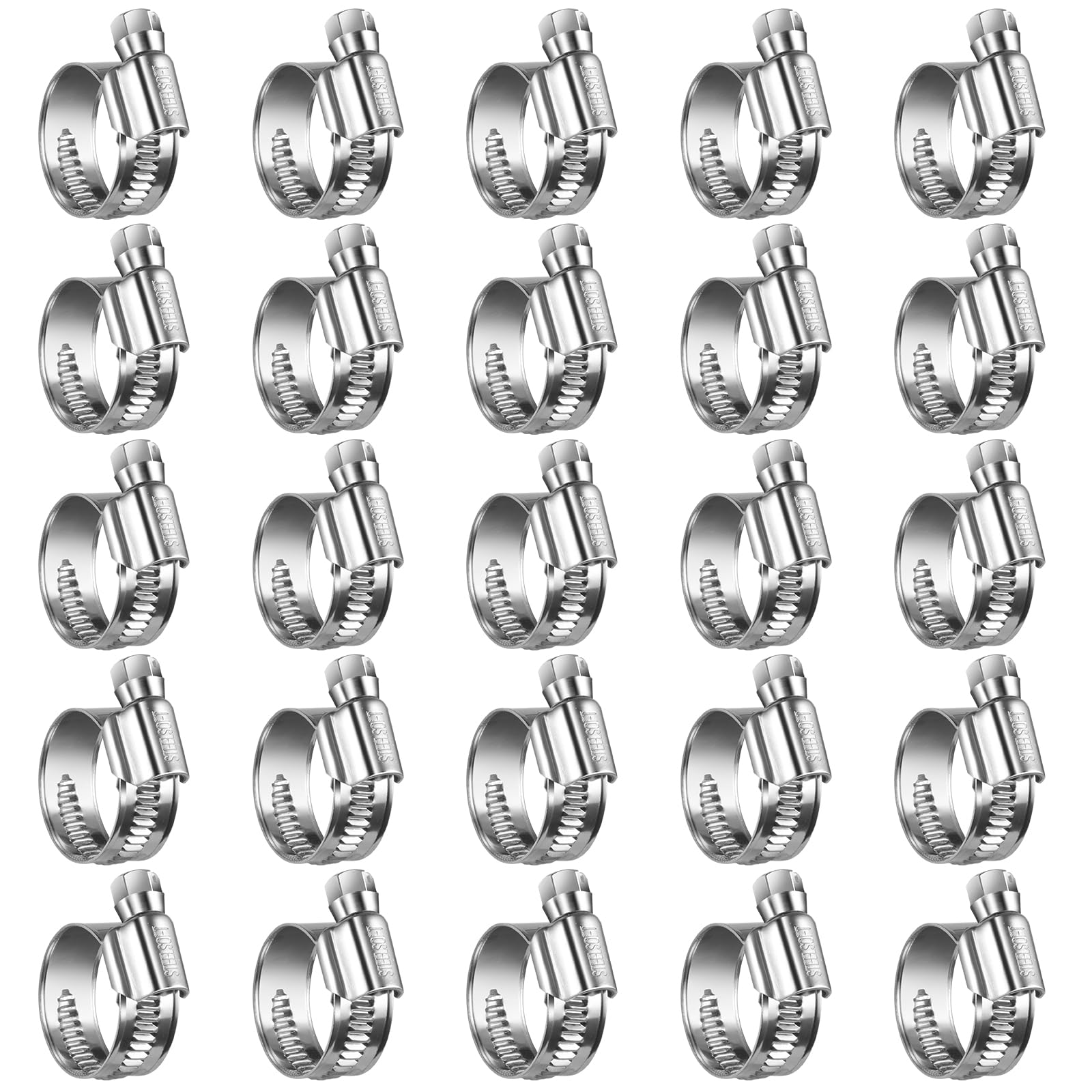 Non-Slip Stainless Steel Worm Gear Hose Clamps 5/8 to 1"(16-25mm)