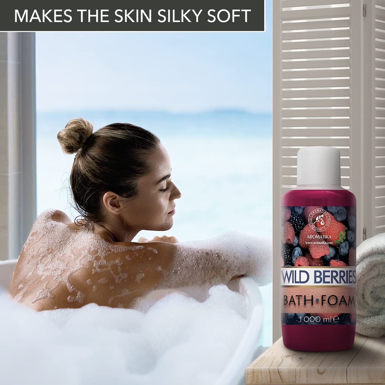 Espuma Baño Frutos del Bosque 1000ml - Buen Sueño - Belleza - Cuidado del Cuerpo - Bienestar - Relajación - Aromaterapia - Spa - Baños de Burbujas - Bath foam Wild berries