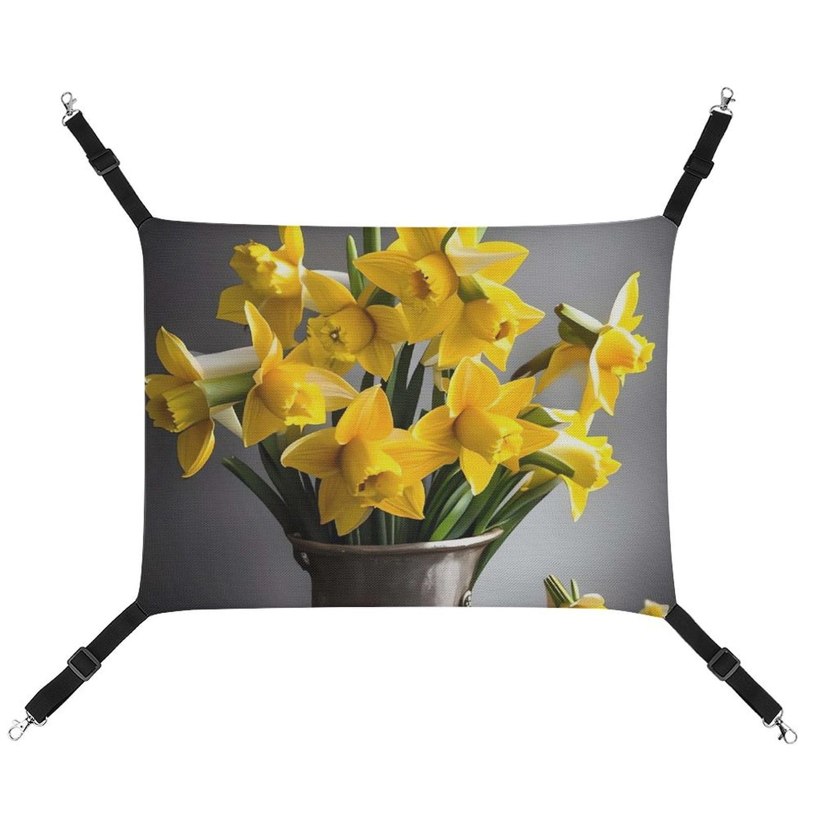 Hamac pour chat réglable et suspendu au motif de jonquilles