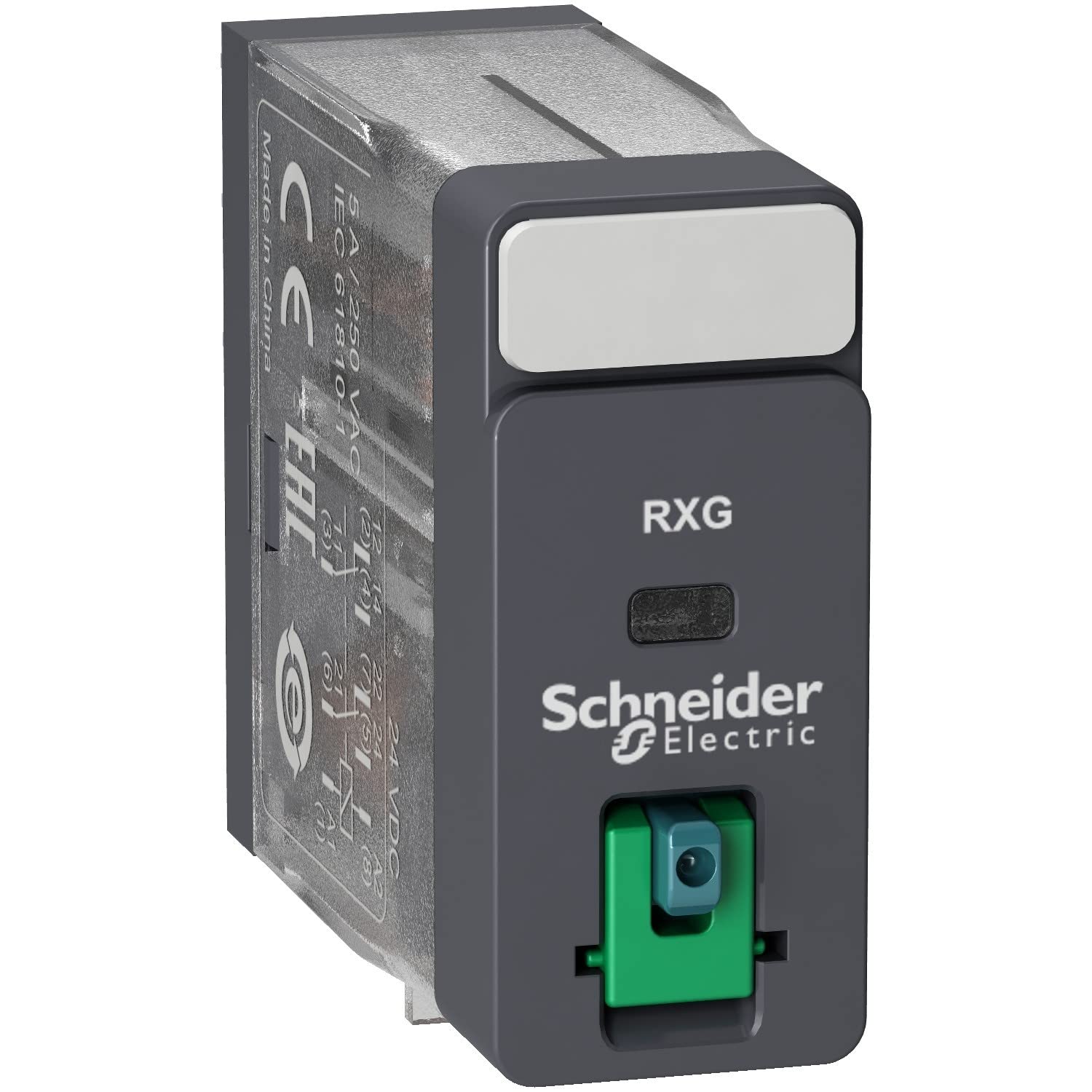 Schneider Electric Harmony, interface plug-in relay - Zelio RXG - 2 C/O standard - 12V DC - 5A - with LTB, RXG21JD