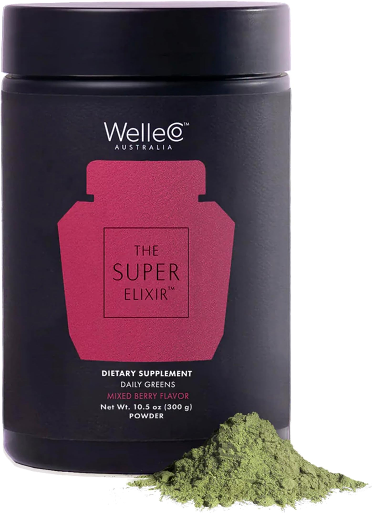 The Super Elixir Daily Greens Powder, Probiotic Drink Mix with Whole Foods, Gluten Free, Vegan Gut Health Powder, Energy, Immunity, Healthy Skin, Hair & Nails (300g, Mixed Berry)