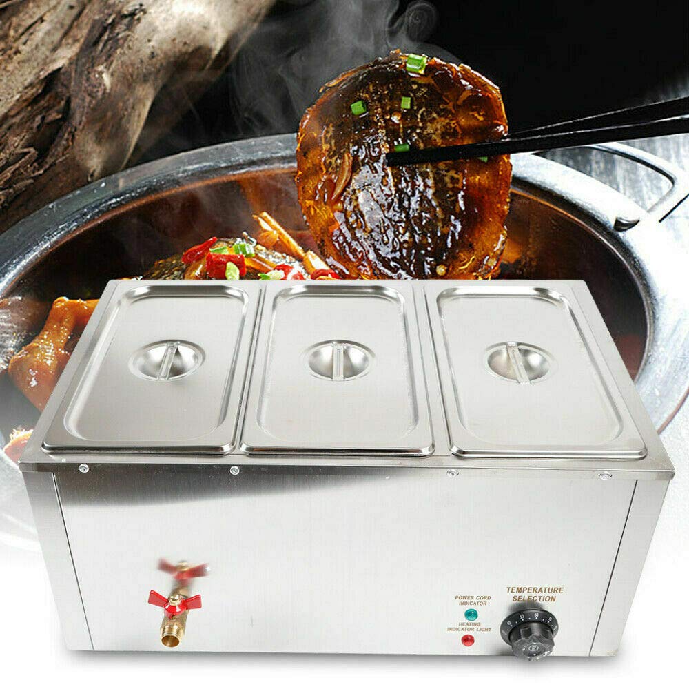 1/3 x 3 set di scaldabagni elettrici, 7 l, in acciaio inox, per bagnomaria calda