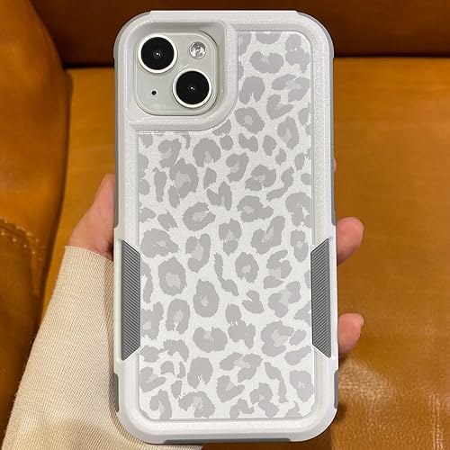 Miniatura 7 de Funda para iPhone 12 Pro Max de leopardo blanco, gris claro, estampado de guepardo, resistente, resistente, protección de cuerpo completo, a prueba