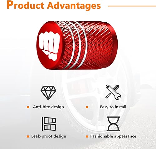 Miniatura 3 de 5 tapas de vástago de válvula de neumático, cubierta de vástago de válvula de aleación de aluminio con forro de plástico de anillo de goma,