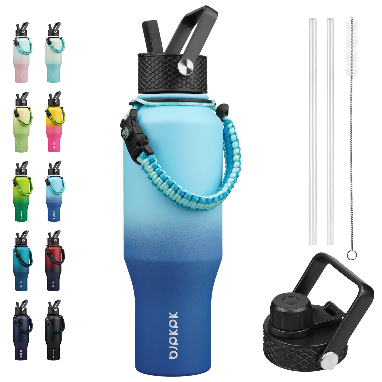 BJPKPK 35oz Insulated Water Bottle with Straw Lid, Stainless Steel Bottle