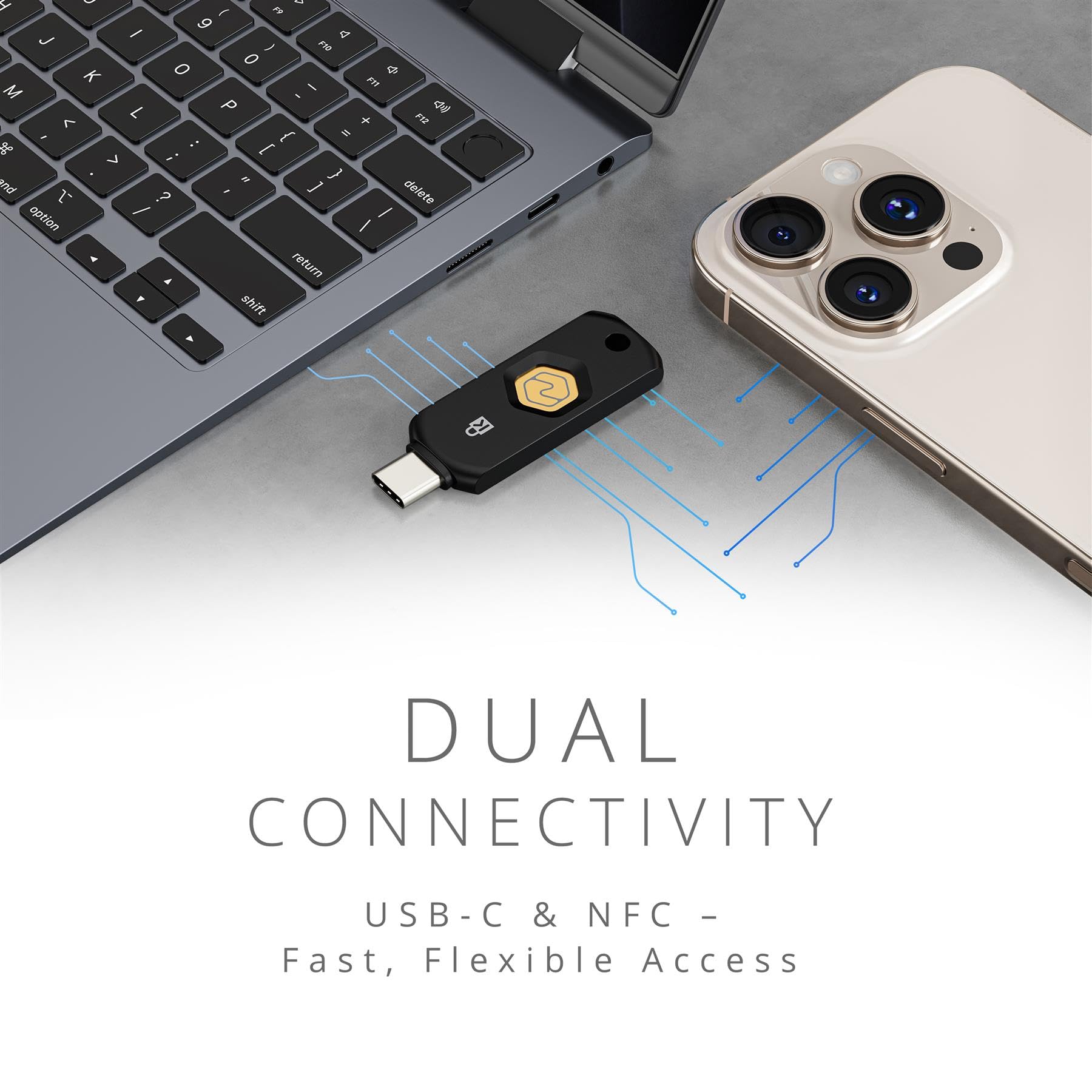 Kensington Llave de Seguridad USB-C VeriMark NFC+ con Passkey | Certificación FIDO2 Nivel 2, CTAP 2.1, autenticación NFC y USB-C para acceso seguro sin contraseña