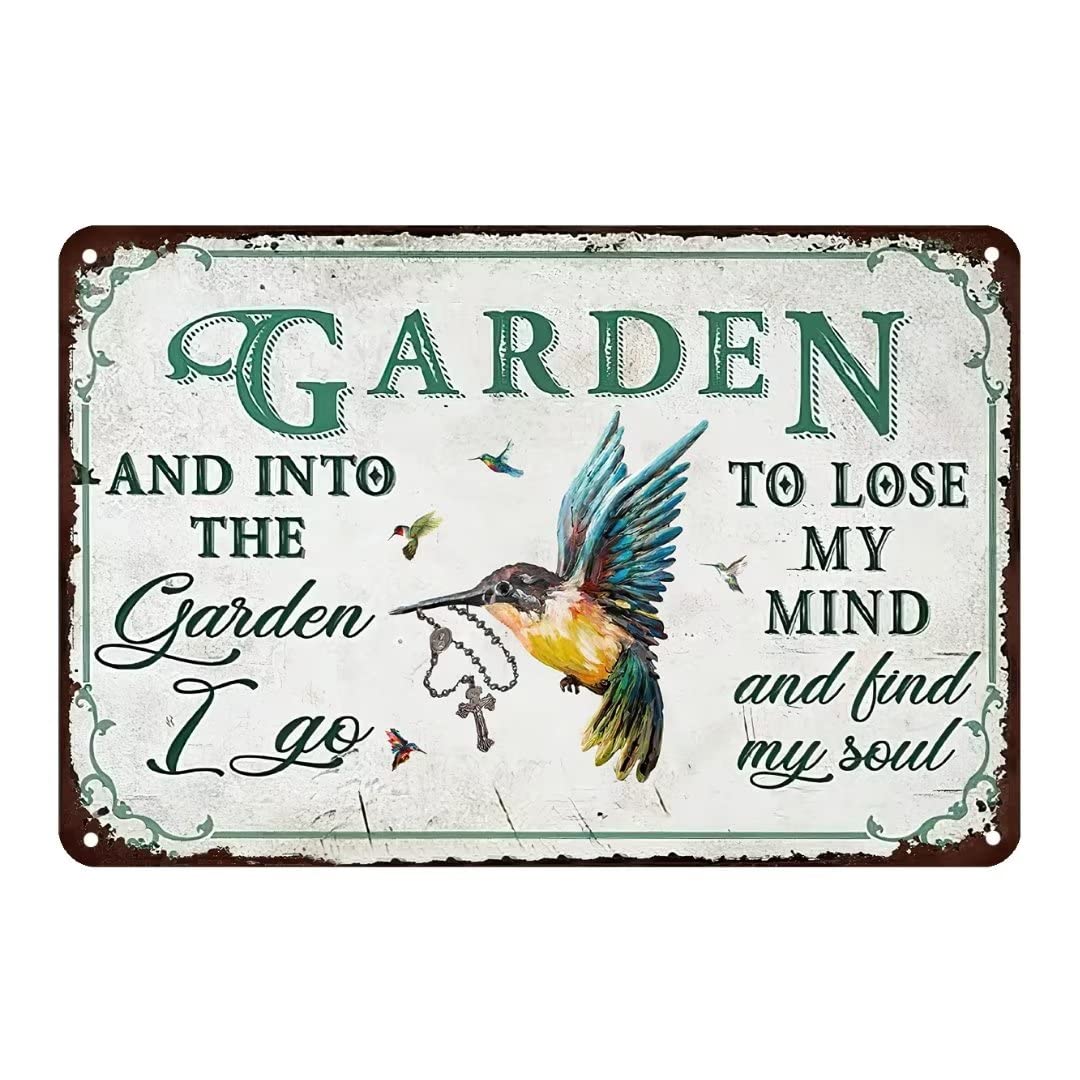 Garden Tin Signs Metal Sign Hanging Dragonfly Flower Garden Tin Signs Vintage Home Wall Decor Welcome Plaque Housewarming Gift for Indoor Outdoor Farmhouse Yard Home Wall Decorative 8x12 inch