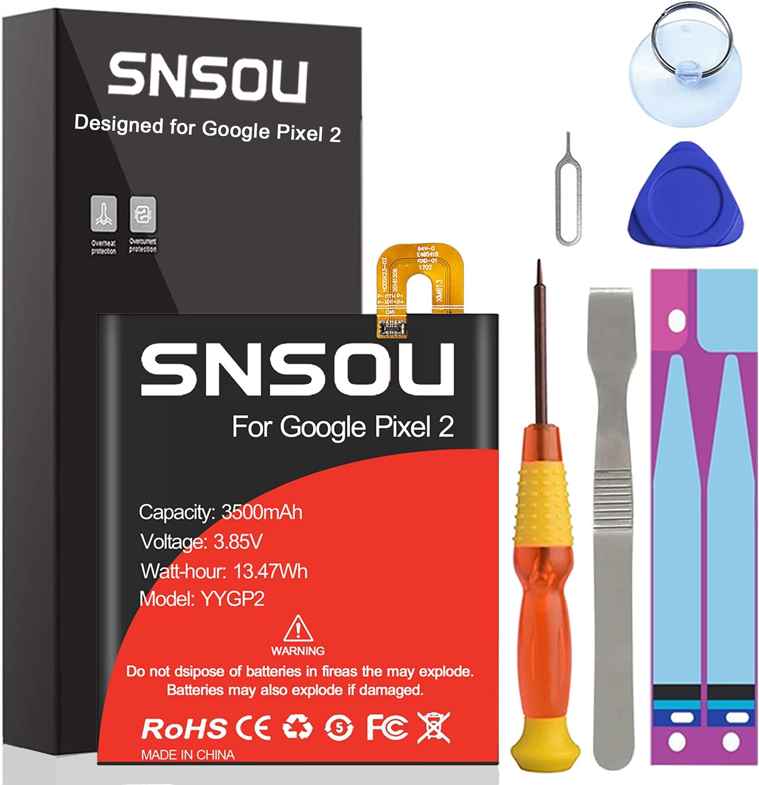 Google Pixel 2 Battery, 3500mAh Li-Polymer Replacement Battery for HTC Google Pixel 2 5" G011A-B with Repair Replacement Kit Tools