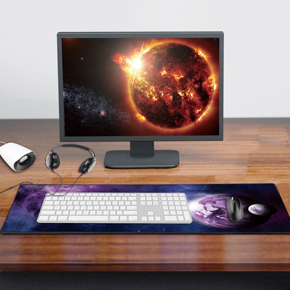 Cmhoo XL Large Mouse Pad & Computer Gaming Mouse Mat Desk Pad (80x30 Sky Planet)