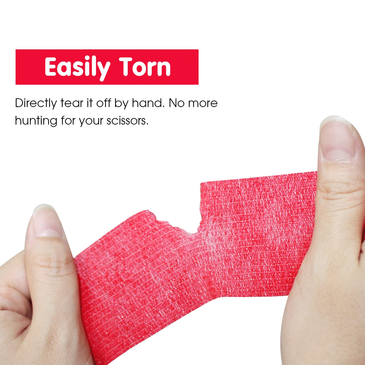 6 Rolls Cohesive Bandage 10 cm X4,5 cm Red, Flexible Bandage, Non-Woven Cohesive, Athletic Tape, Fat Wrap, Wraps Bandage, Suitable for Sensitive Ski…