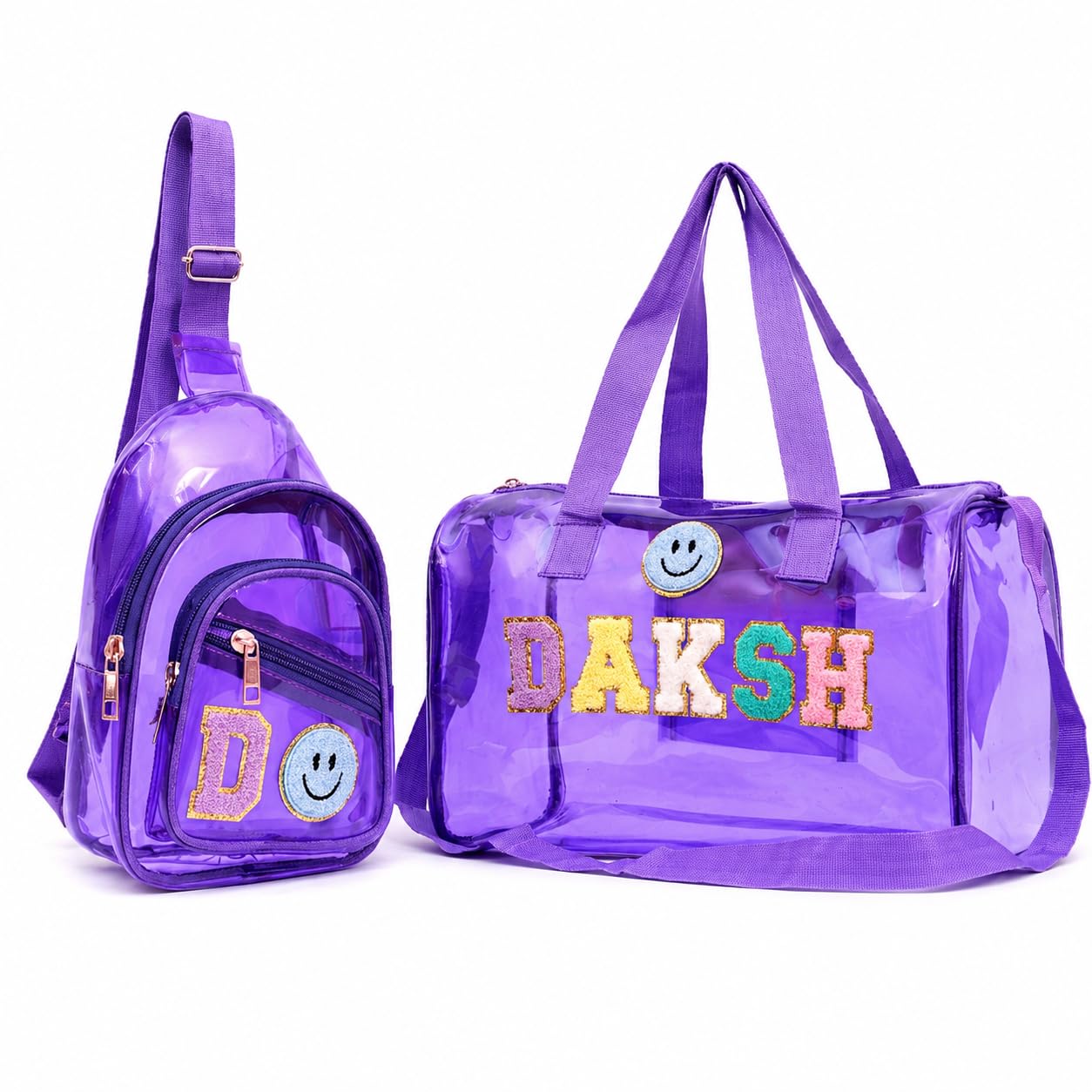 Gifts Kids Transparent PVC Sling Backpack & Duffle Bag Combo | Adjustable Shoulder Strap, Front Pocket & Zipper Closure | Lightweight Storage Set for Boys & Girls-image-44