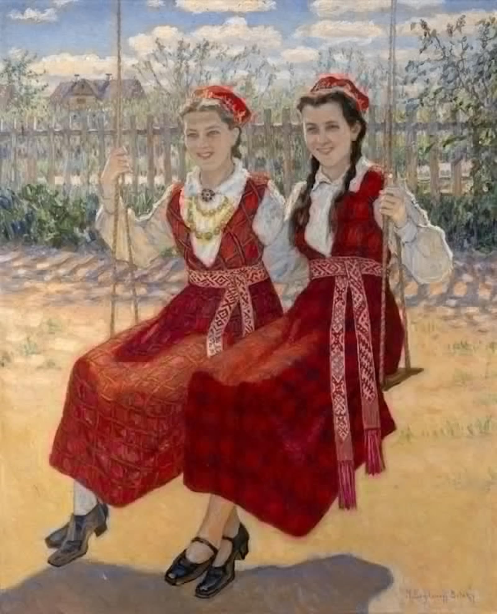 Cuadro artístico Due ragazze sull'altalena de Bogdanov-belsky 60x90 5